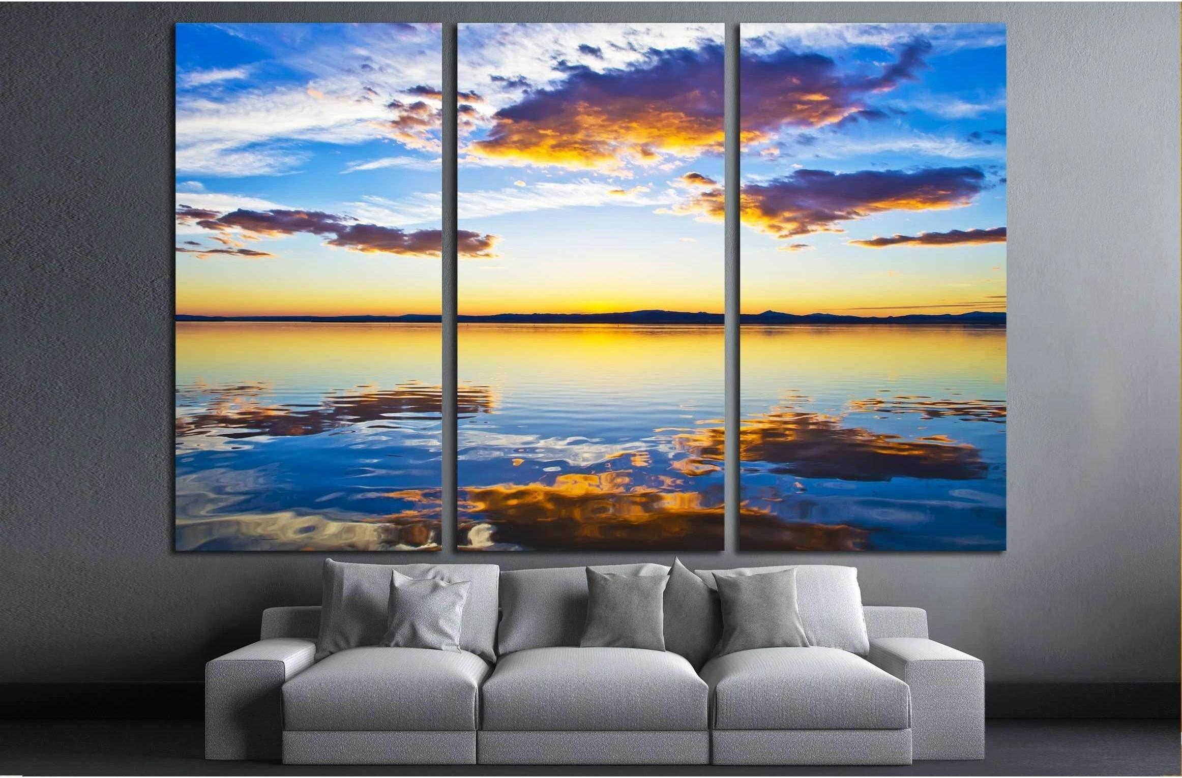 clouds reflected in lake water №3132 Ready to Hang Canvas Print - Zellart Canvas Prints ALL_Products, s-3132