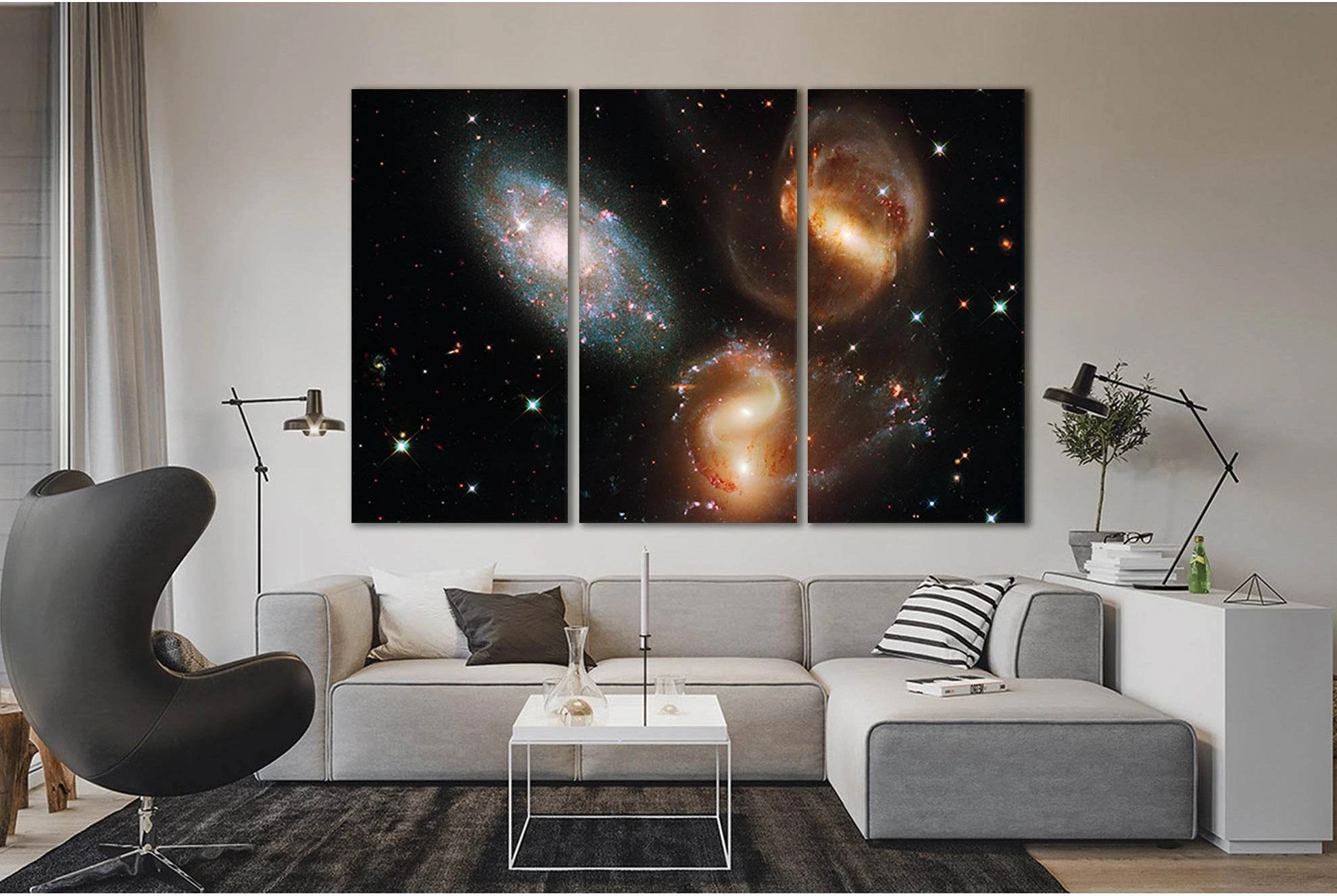 Cluster Of Galaxies Hubble Telescope №SL414 Ready to Hang Canvas Print - Zellart Canvas Prints 0new, ALL_Products, Astronomy & Space Canvas Wall Art