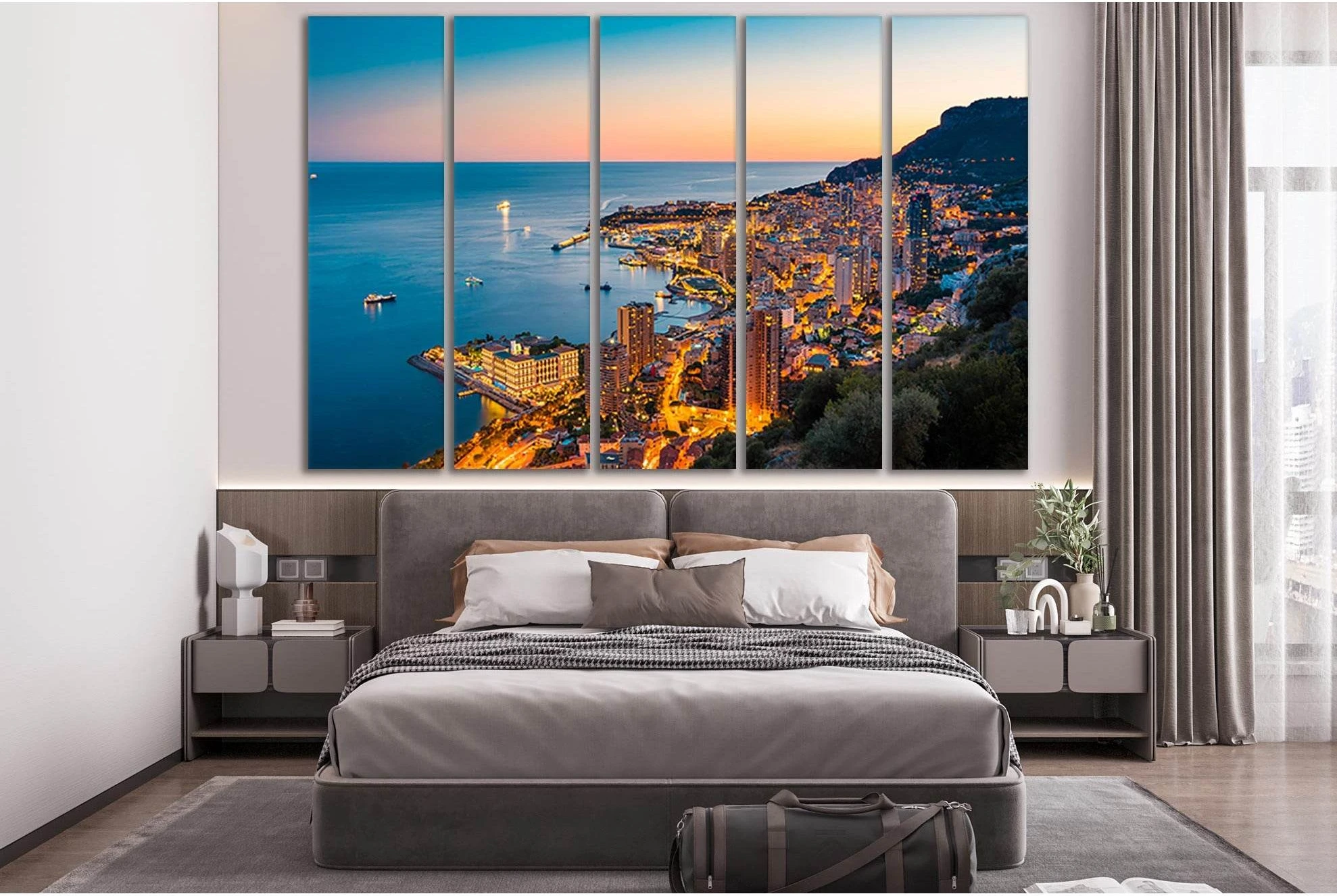 Coast City Sunset №SL224 Ready to Hang Canvas Print - Zellart Canvas Prints 0new, ALL_Products, SUNRISE & SUNSET WALL ART