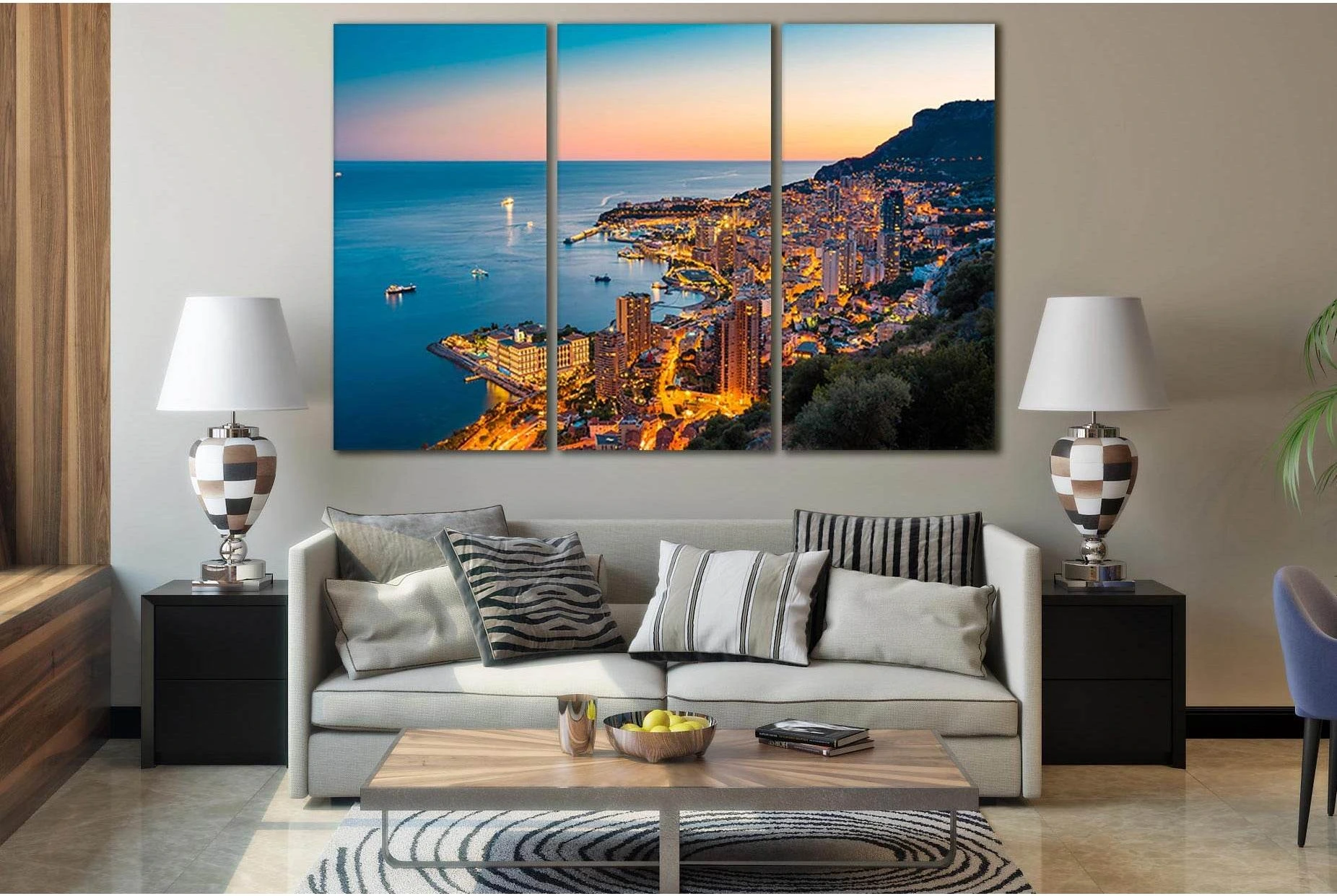 Coast City Sunset №SL224 Ready to Hang Canvas Print - Zellart Canvas Prints 0new, ALL_Products, SUNRISE & SUNSET WALL ART