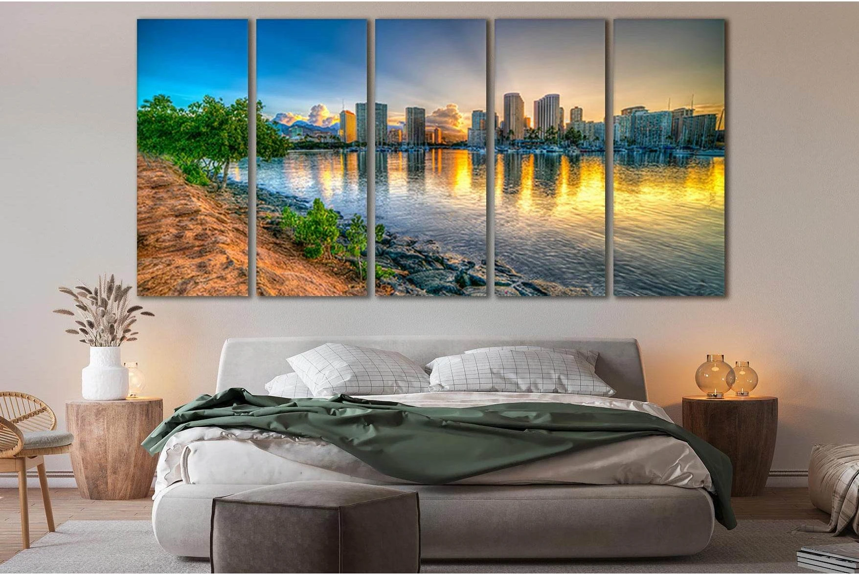 Coast Honolulu Hawaii №SL285 Ready to Hang Canvas Print - Zellart Canvas Prints 0new, ALL_Products, SUNRISE & SUNSET WALL ART