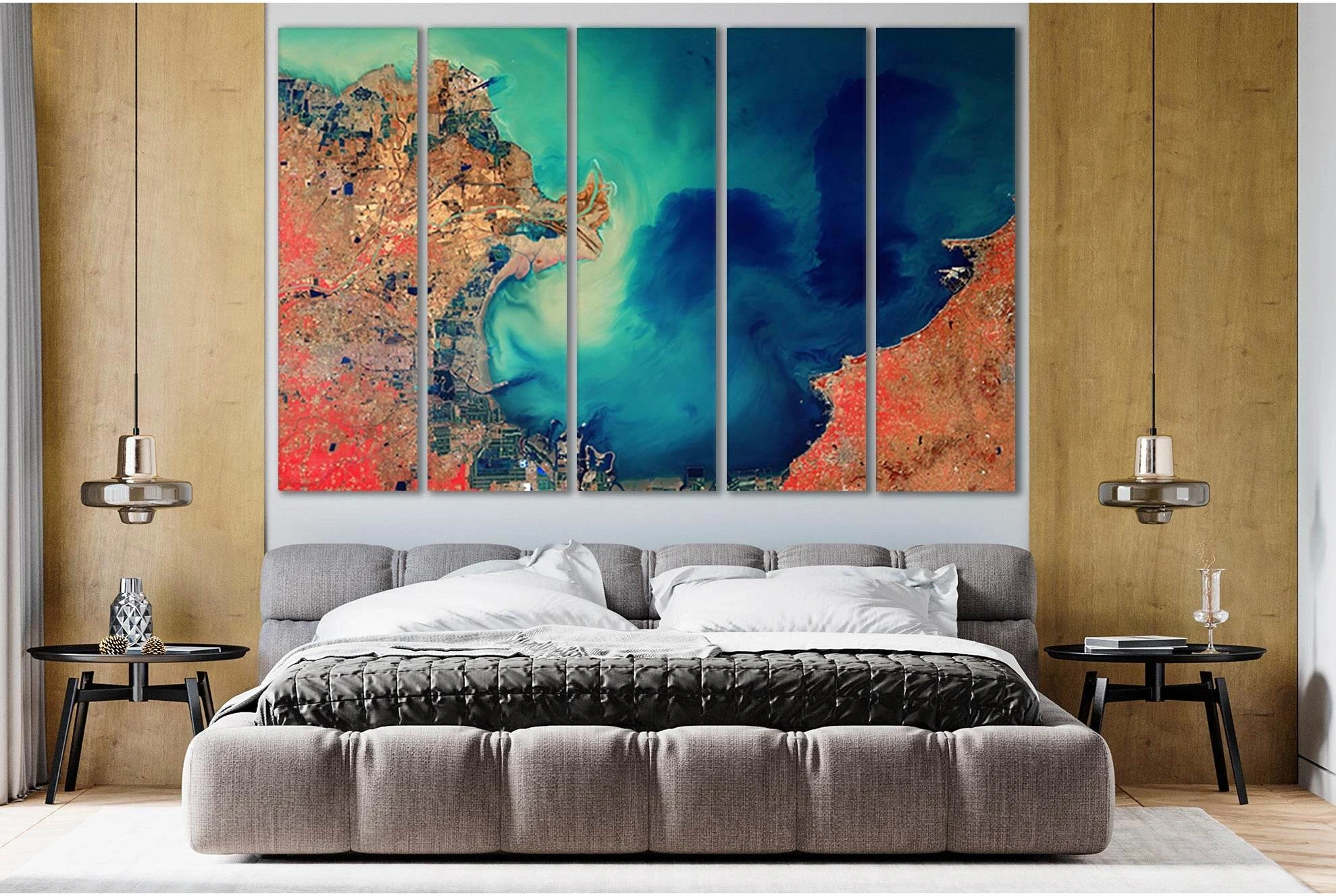 Coastal City Aerial View №SL133 Ready to Hang Canvas Print - Zellart Canvas Prints 0new, ALL_Products, Beach Ocean & Waves
