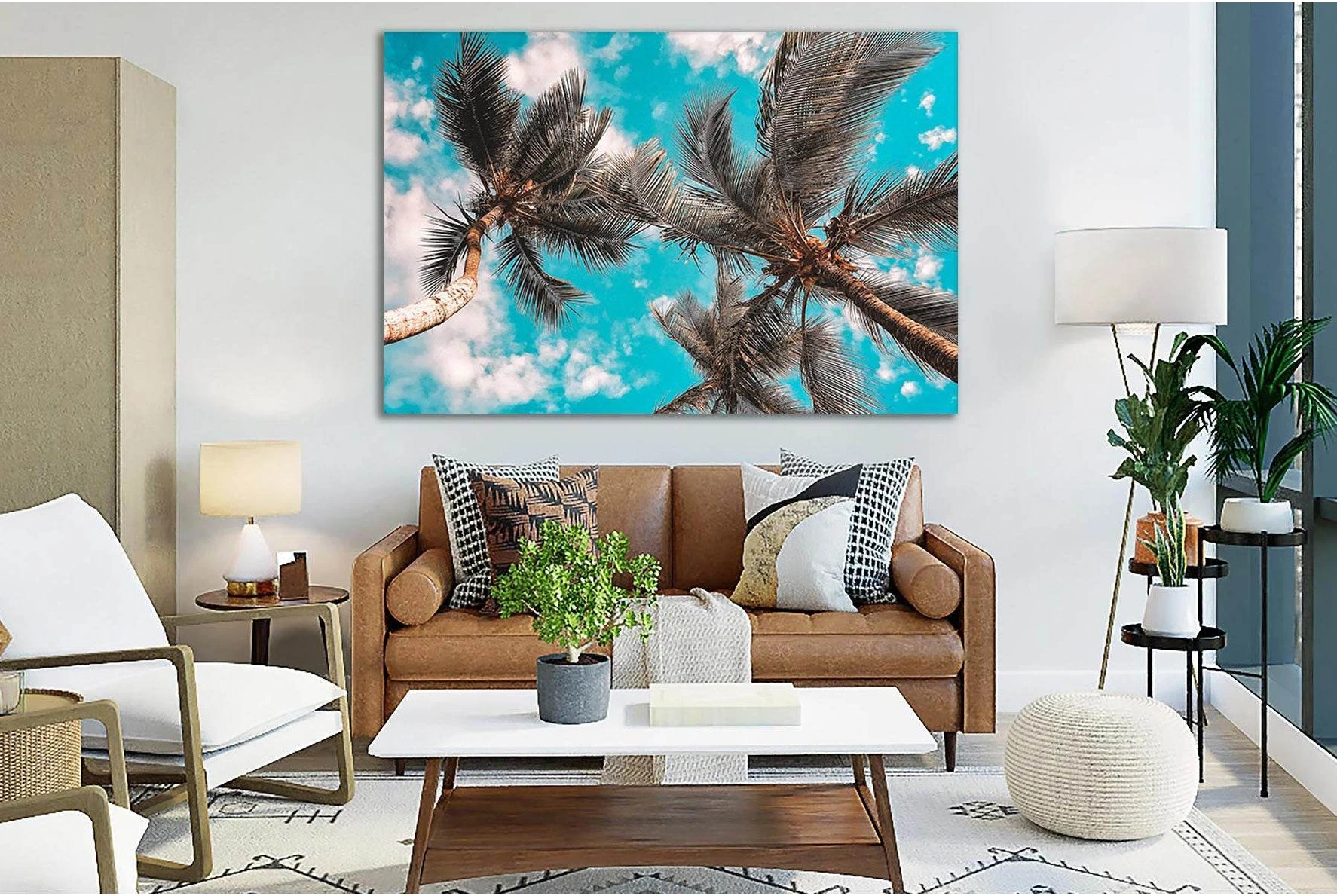 Coconut Trees And Blue Sky №SL150 Ready to Hang Canvas Print - Zellart Canvas Prints 0new, ALL_Products, Beach Ocean & Waves