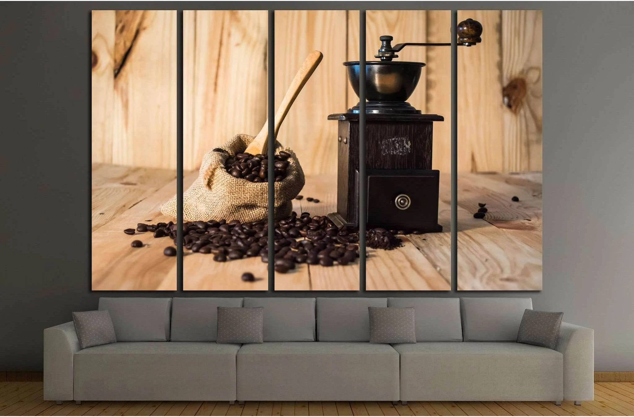 Coffee bean in bag on wood background №1914 Ready to Hang Canvas Print - Zellart Canvas Prints ALL_Products, s-1914