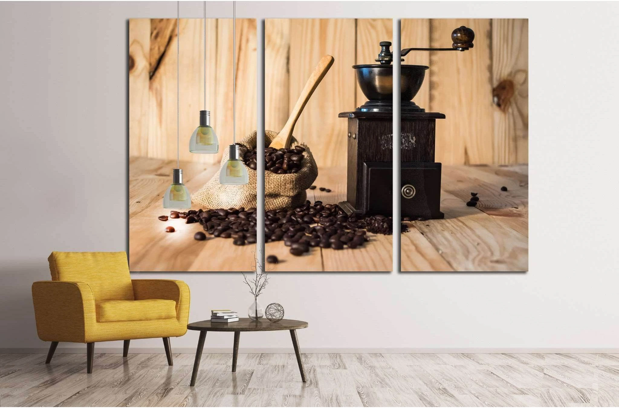 Coffee bean in bag on wood background №1914 Ready to Hang Canvas Print - Zellart Canvas Prints ALL_Products, s-1914
