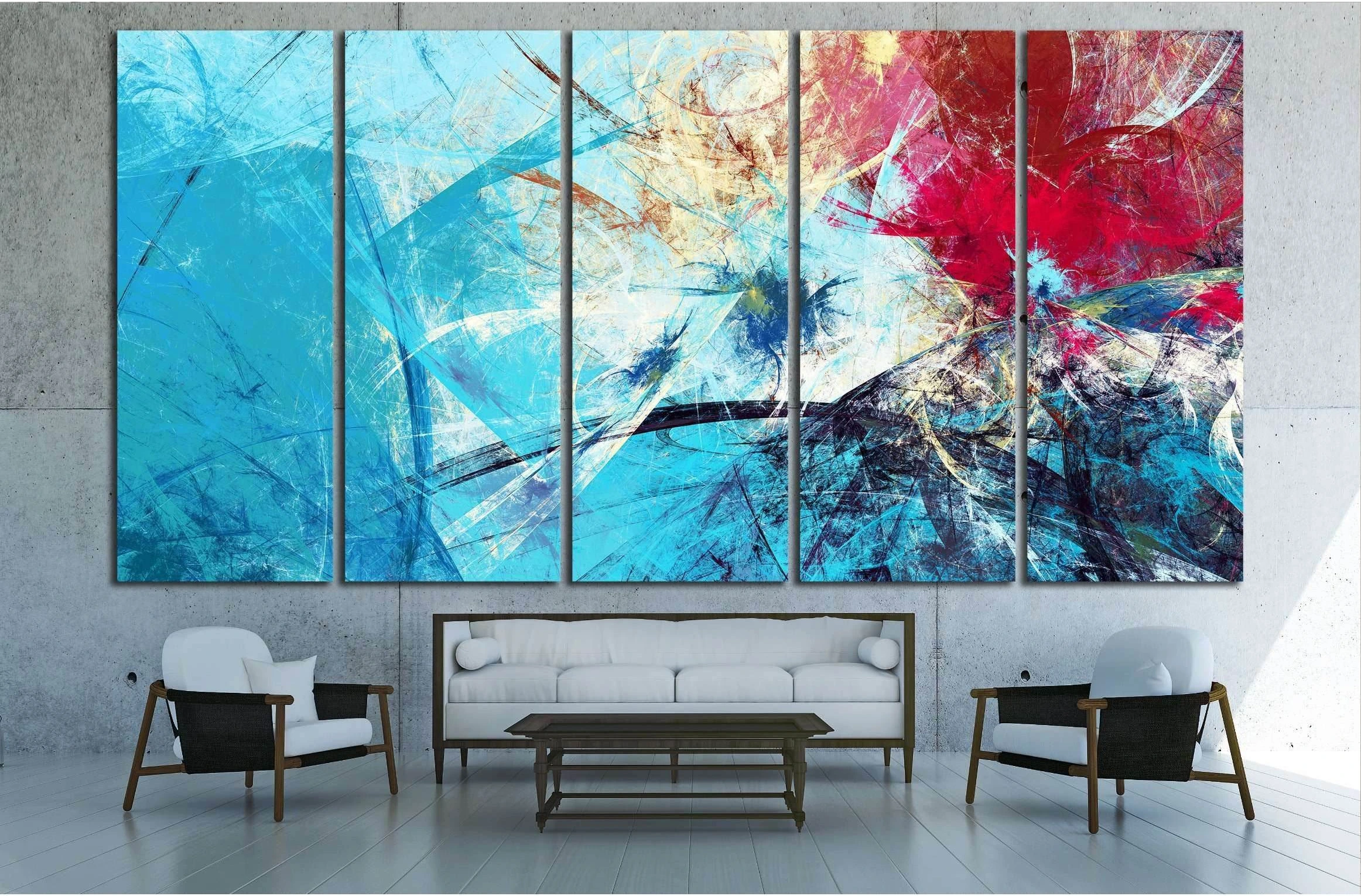 Cold blue winter pattern with lighting effect №2560 Ready to Hang Canvas Print - Zellart Canvas Prints ALL_Products, s-2560
