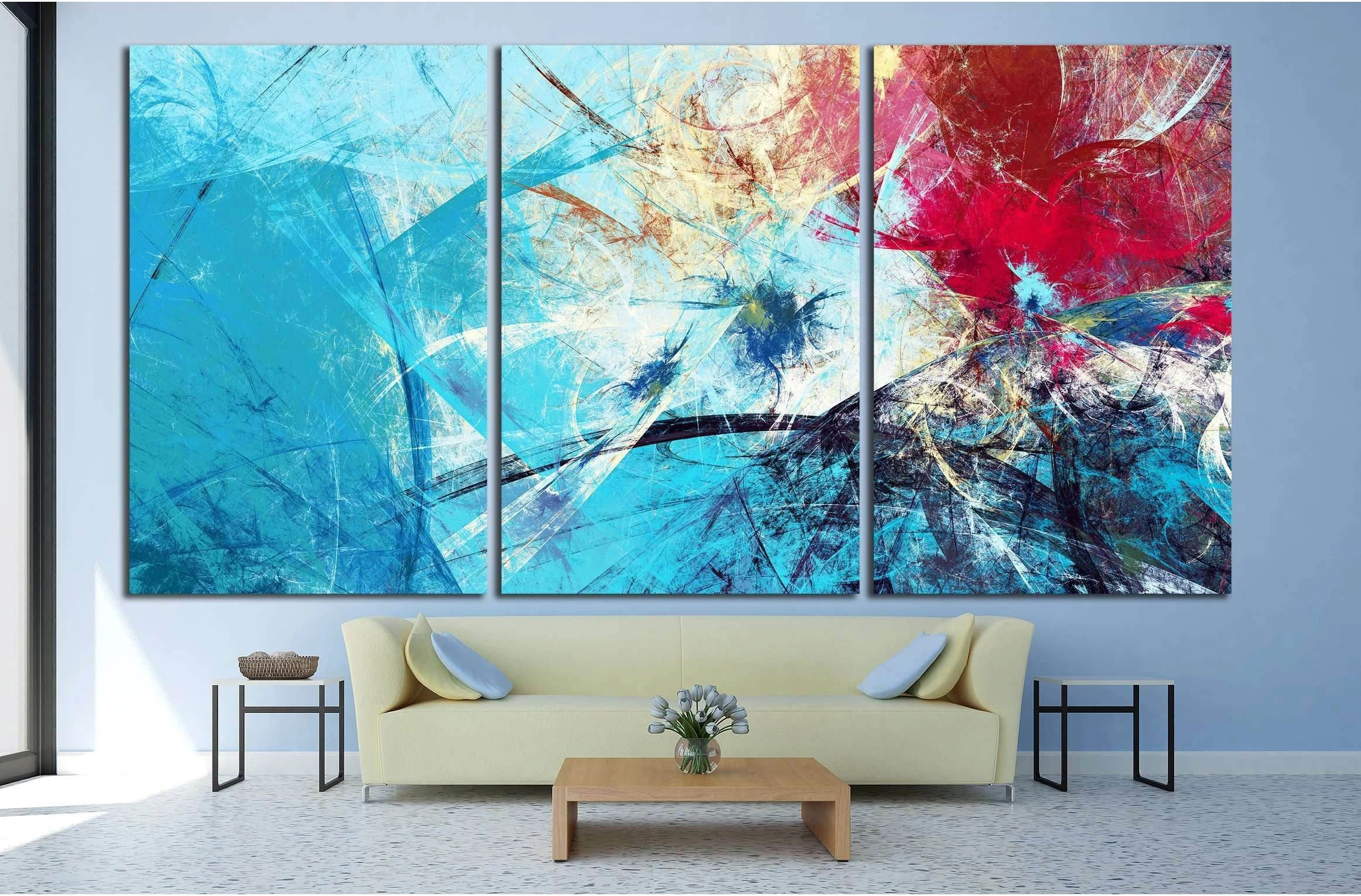 Cold blue winter pattern with lighting effect №2560 Ready to Hang Canvas Print - Zellart Canvas Prints ALL_Products, s-2560