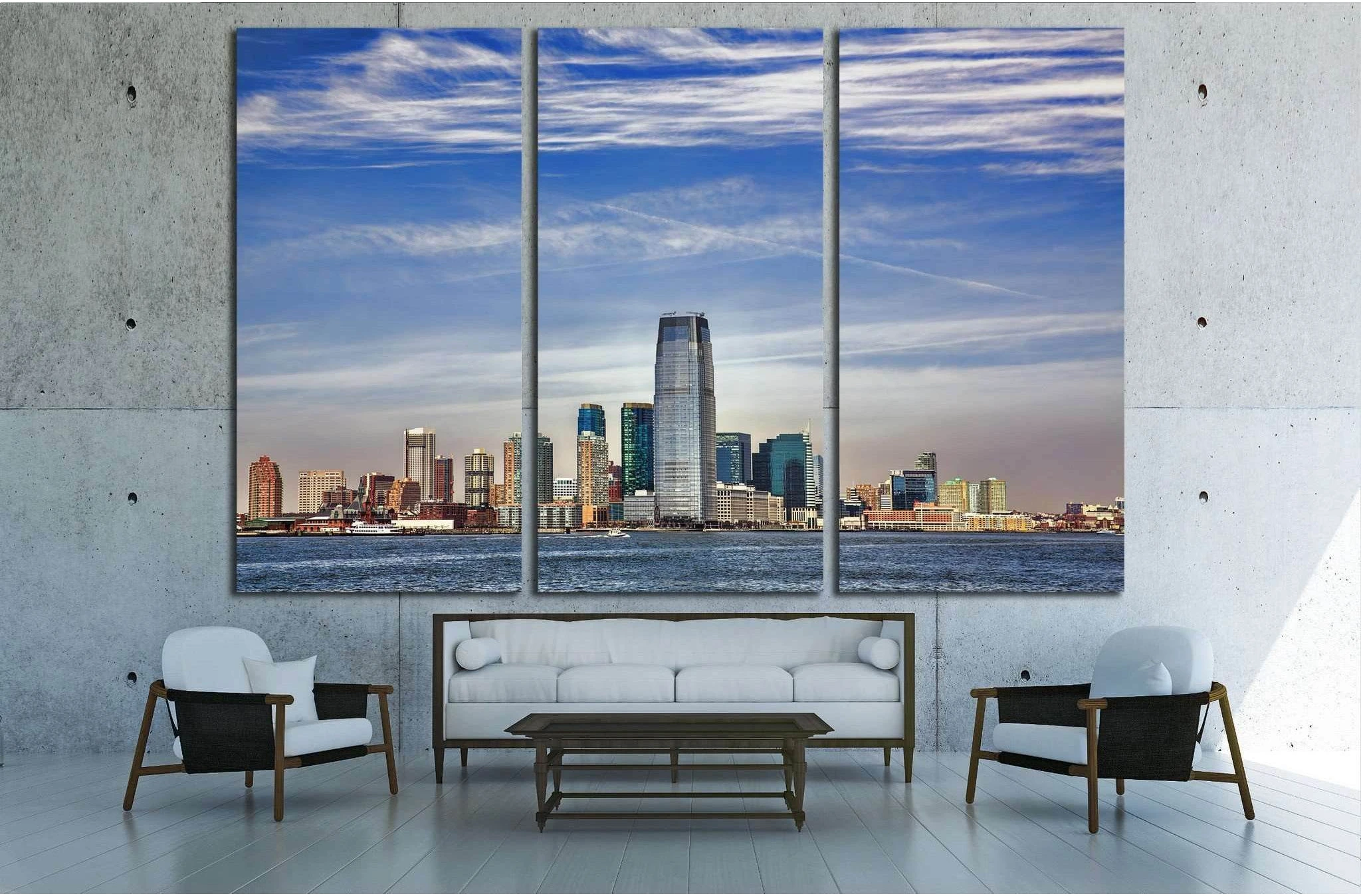 Colgate Center Rising from the Hudson Riverfront in Jersey City №1710 Ready to Hang Canvas Print - Zellart Canvas Prints ALL_Products, s-1710