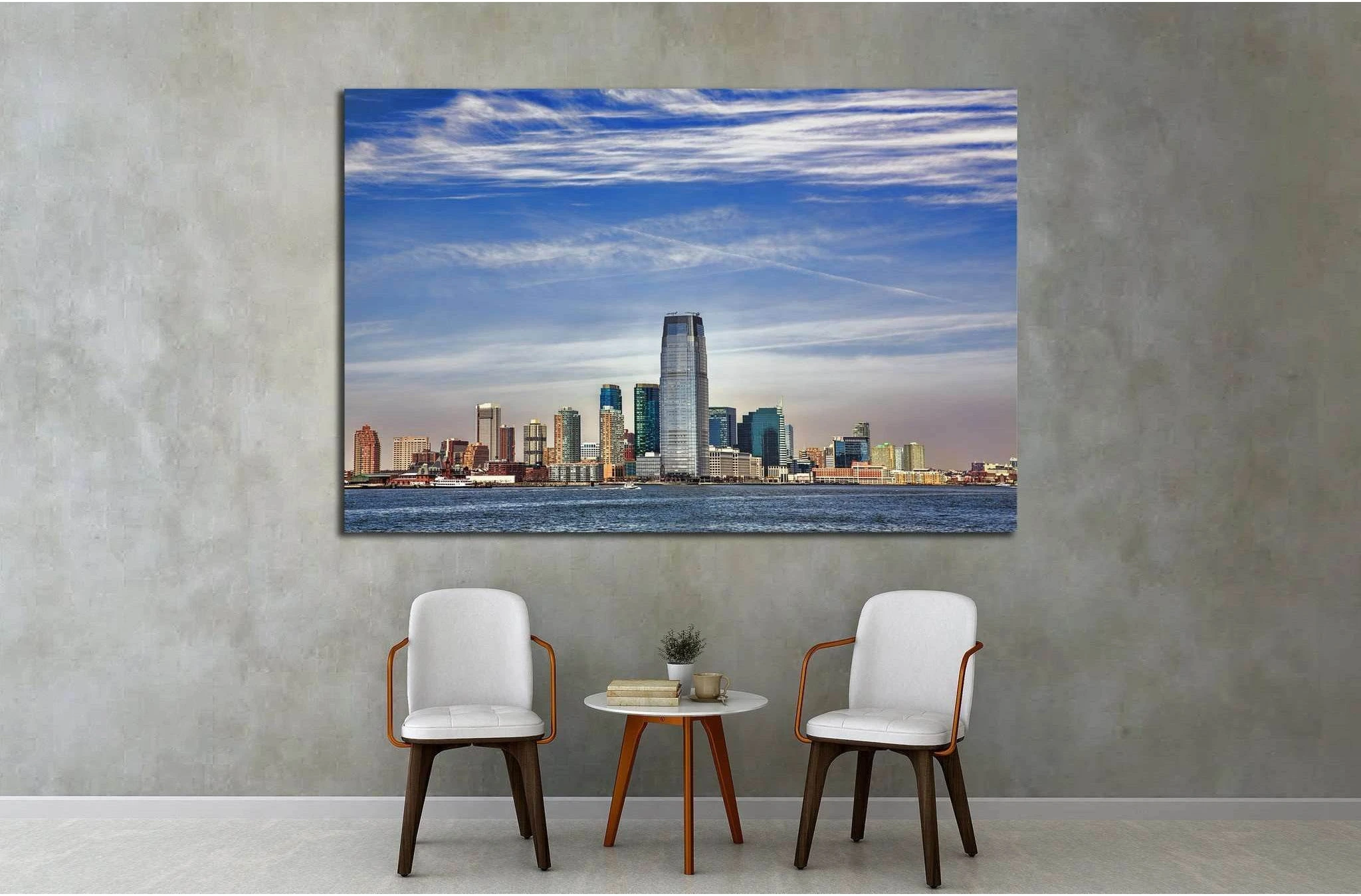 Colgate Center Rising from the Hudson Riverfront in Jersey City №1710 Ready to Hang Canvas Print - Zellart Canvas Prints ALL_Products, s-1710