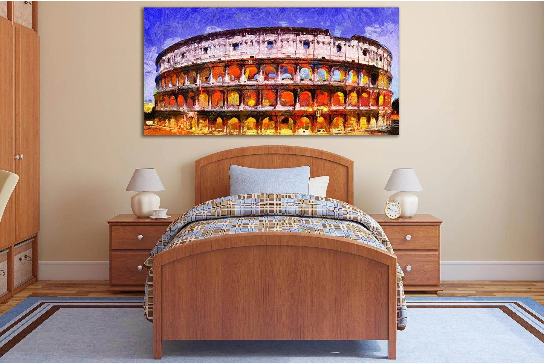 Coliseum In Rome At Night №SL607 Ready to Hang Canvas Print - Zellart Canvas Prints 0new, ALL_Products, Oil Painting Wall Art