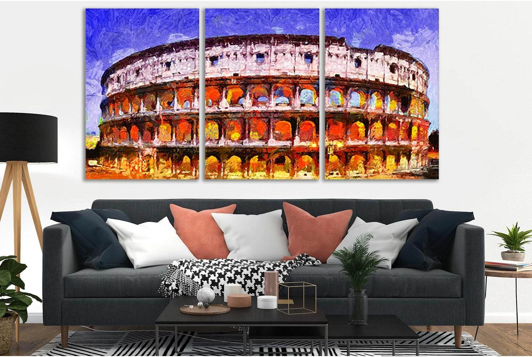 Coliseum In Rome At Night №SL607 Ready to Hang Canvas Print - Zellart Canvas Prints 0new, ALL_Products, Oil Painting Wall Art