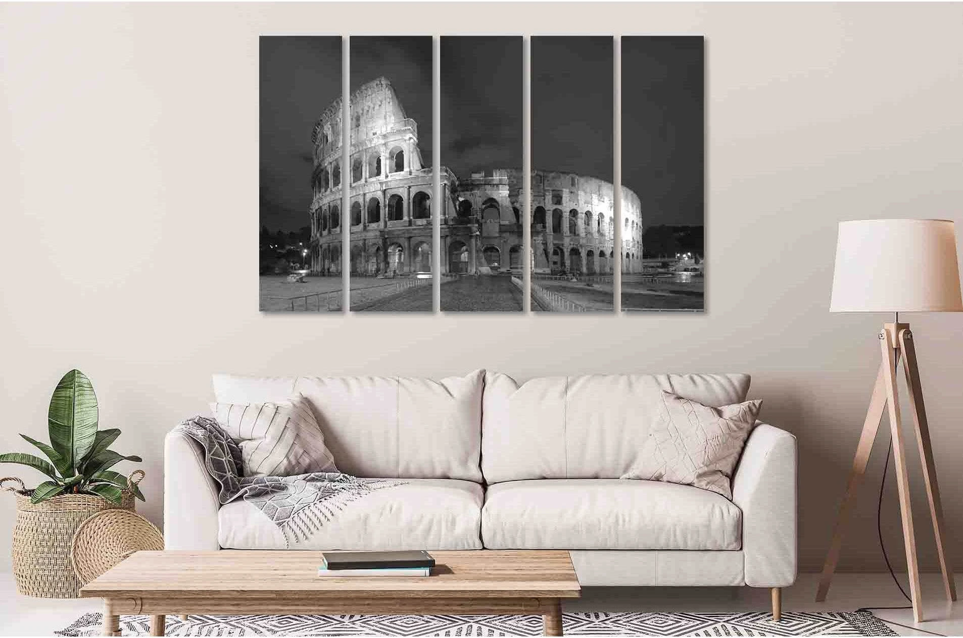 Colloseum at night №D2823 Ready to Hang Canvas Print - Zellart Canvas Prints 0new, ALL_Products, Black & White Wall Art