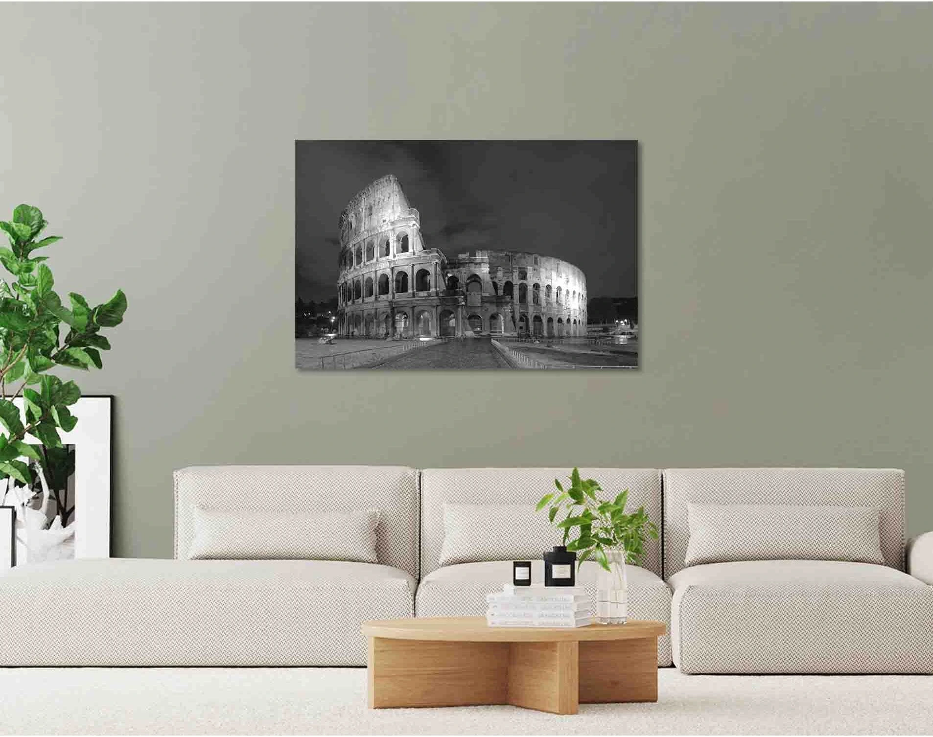 Colloseum at night №D2823 Ready to Hang Canvas Print - Zellart Canvas Prints 0new, ALL_Products, Black & White Wall Art