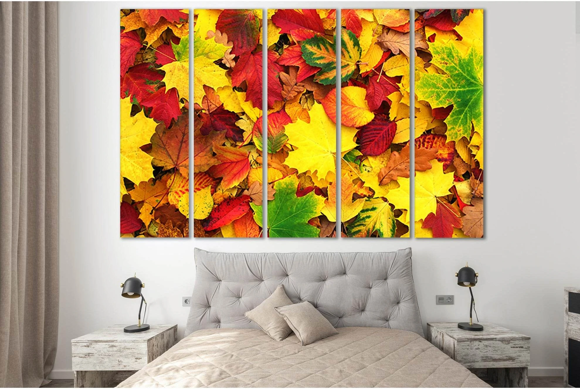 Colored Autumn Leaves №SL637 Ready to Hang Canvas Print - Zellart Canvas Prints 0new, ALL_Products, Autumn Wall Art