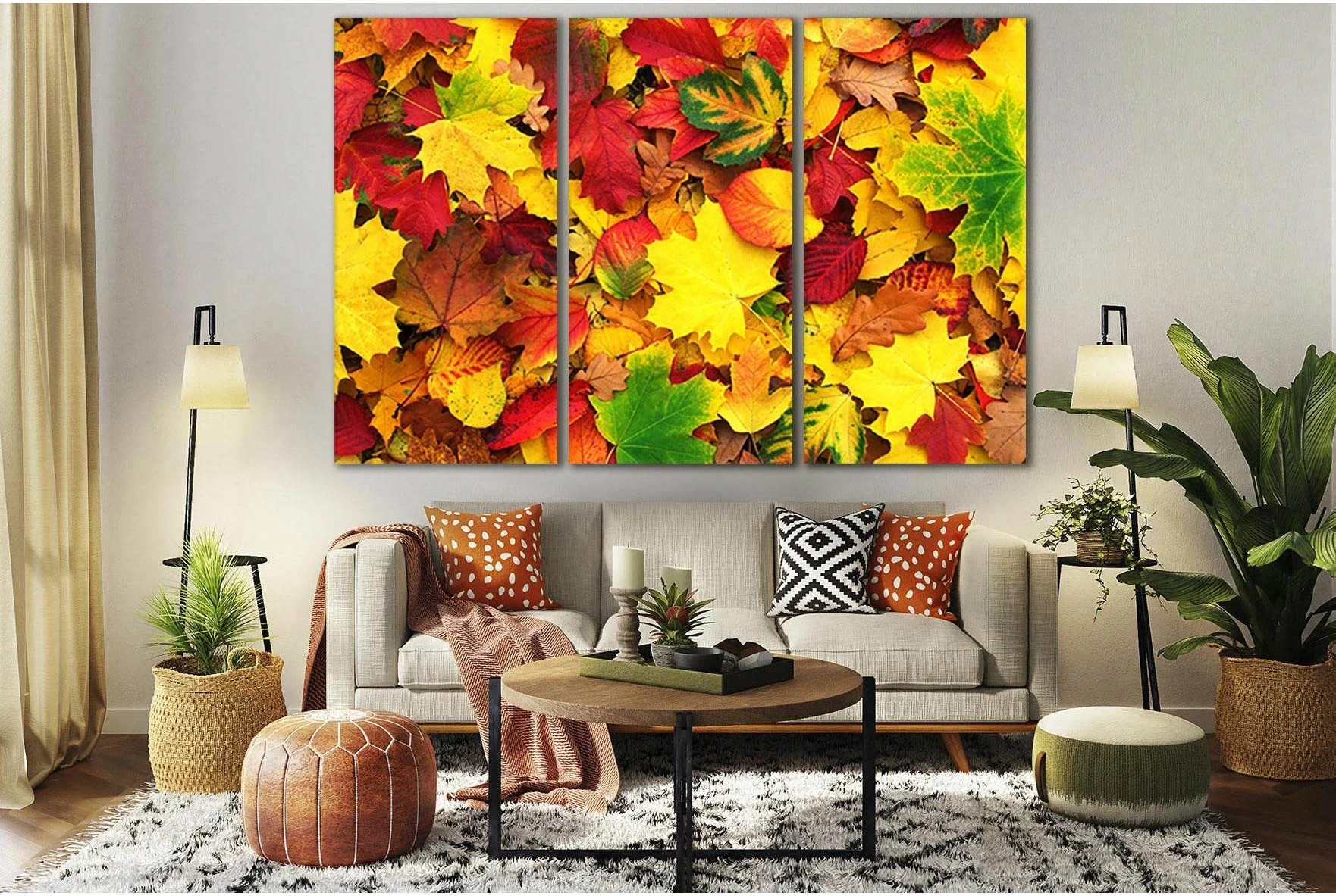 Colored Autumn Leaves №SL637 Ready to Hang Canvas Print - Zellart Canvas Prints 0new, ALL_Products, Autumn Wall Art