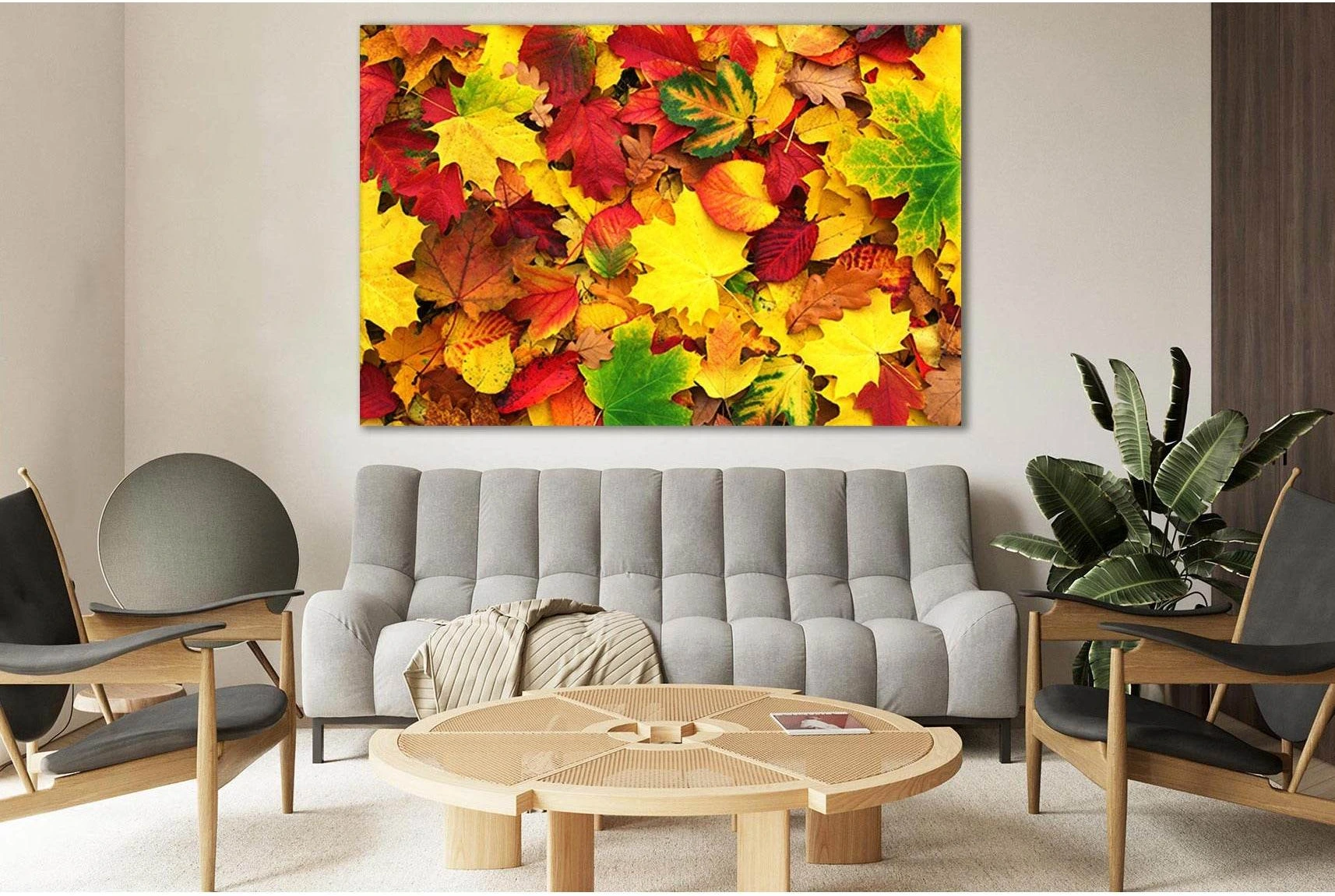 Colored Autumn Leaves №SL637 Ready to Hang Canvas Print - Zellart Canvas Prints 0new, ALL_Products, Autumn Wall Art
