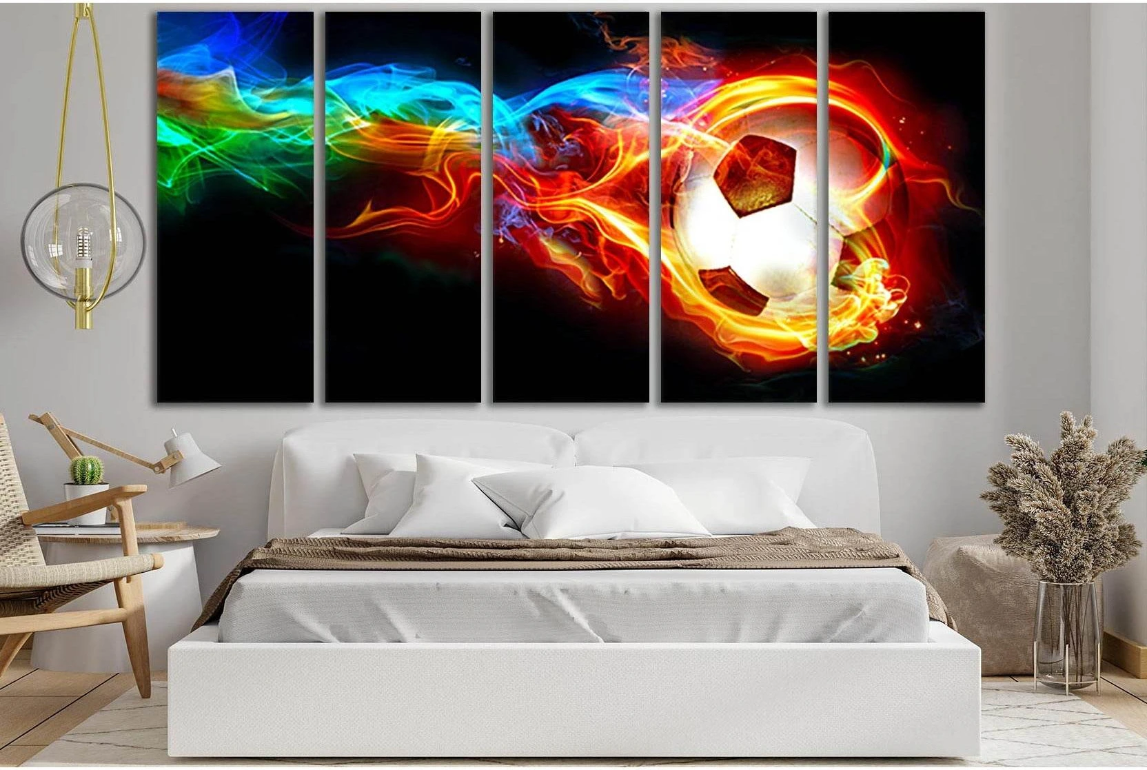 Colored Fire And Soccer Ball №SL951 Ready to Hang Canvas Print - Zellart Canvas Prints 0new, ALL_Products, Sports & Motivation
