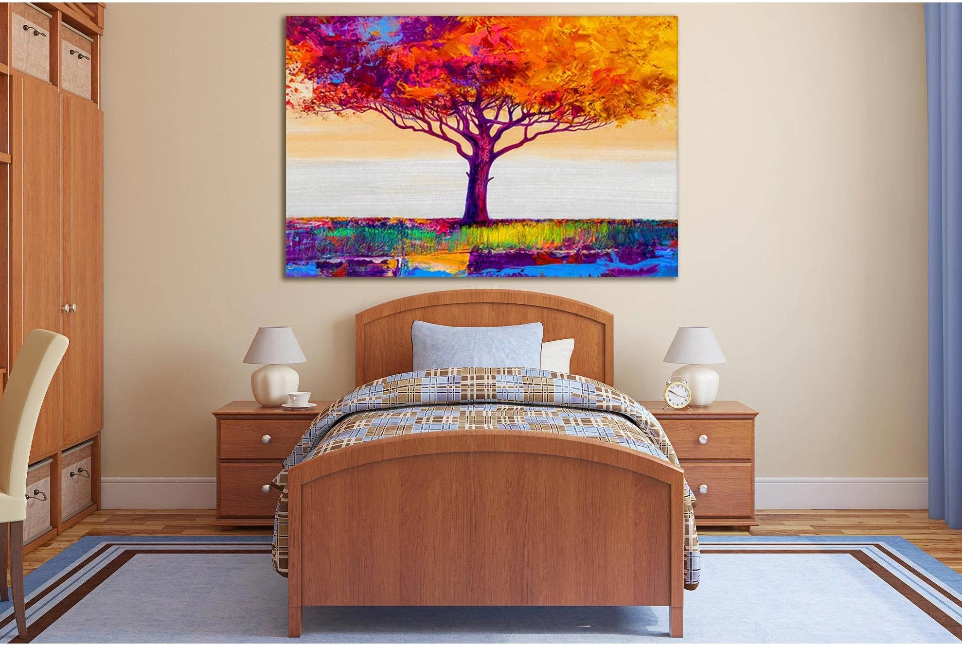 Colorful Abstract Tree №SL600 Ready to Hang Canvas Print - Zellart Canvas Prints 0new, ALL_Products, Oil Painting Wall Art
