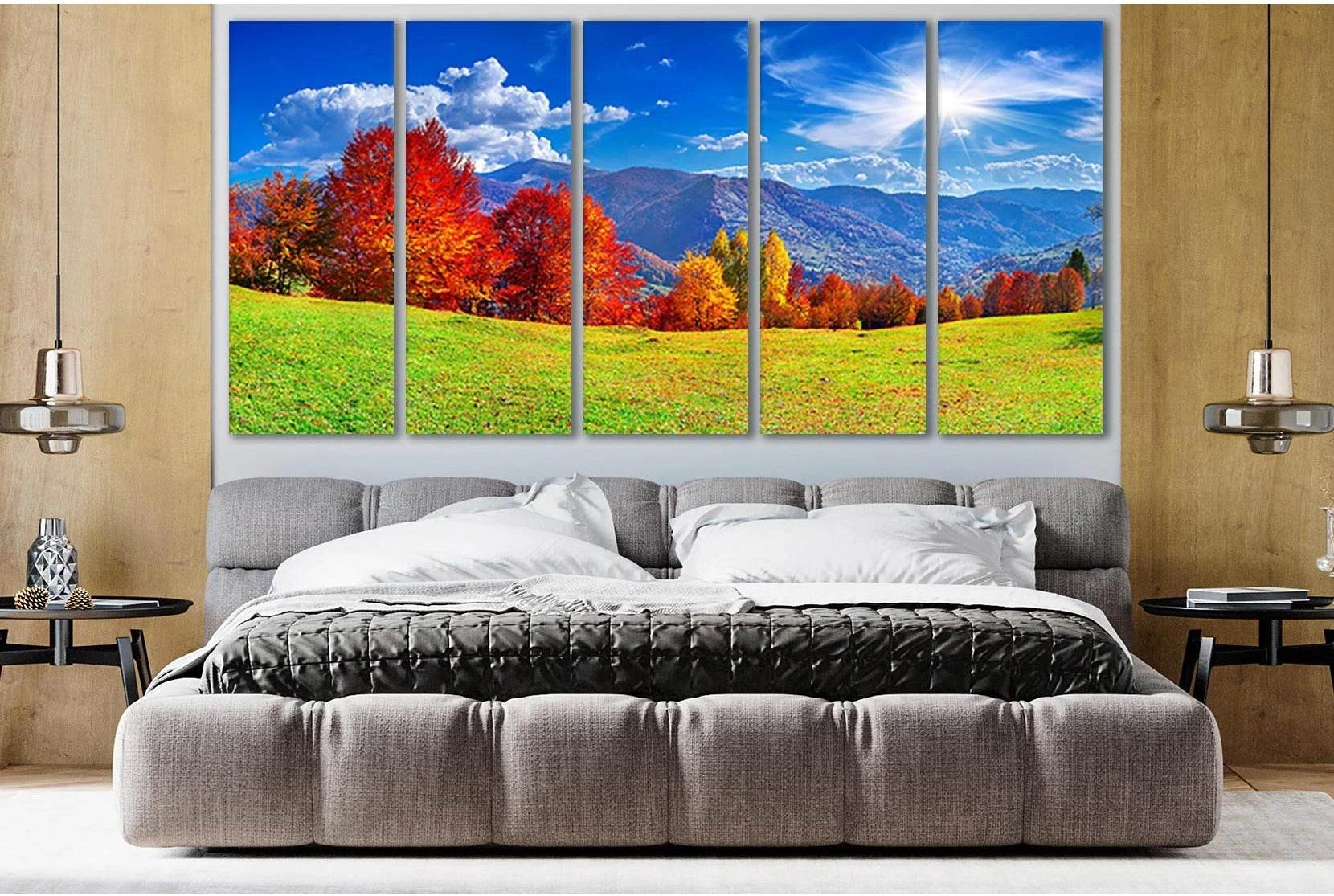 Colorful Autumn Panorama Of The Mountains №SL655 Ready to Hang Canvas Print - Zellart Canvas Prints 0new, ALL_Products, Autumn Wall Art