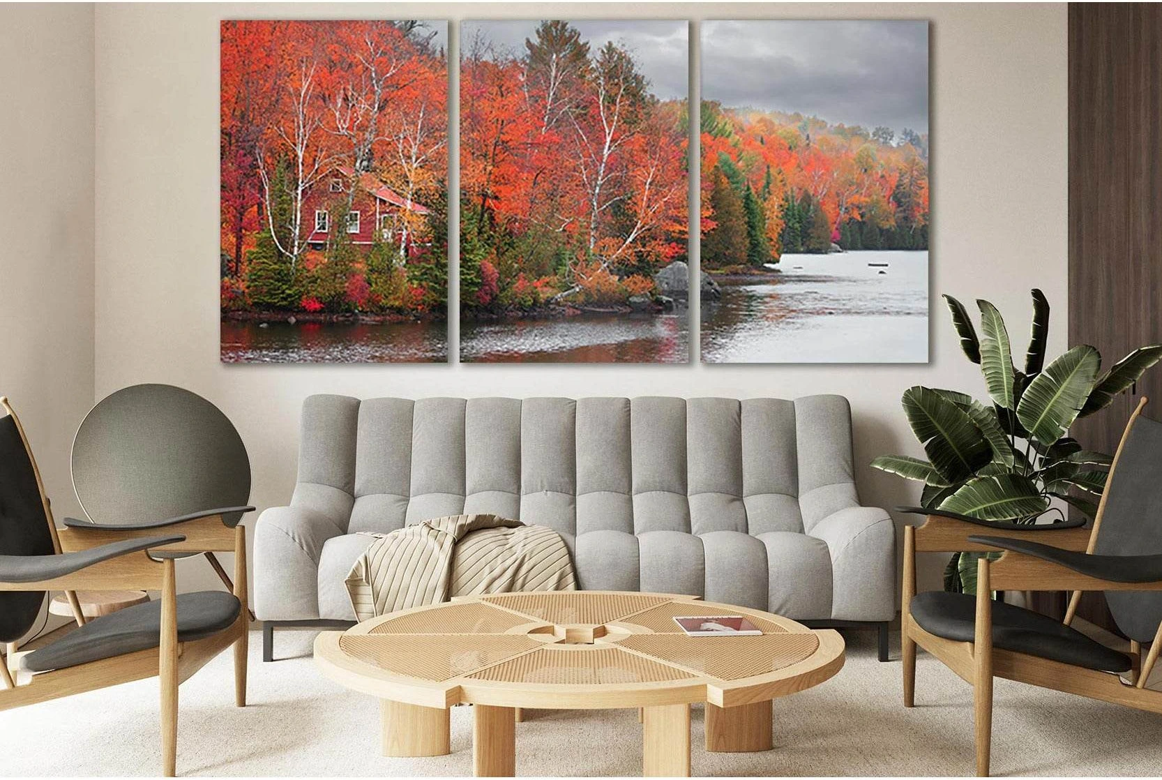 Colorful Autumn Trees By The Lake №SL659 Ready to Hang Canvas Print - Zellart Canvas Prints 0new, ALL_Products, Autumn Wall Art