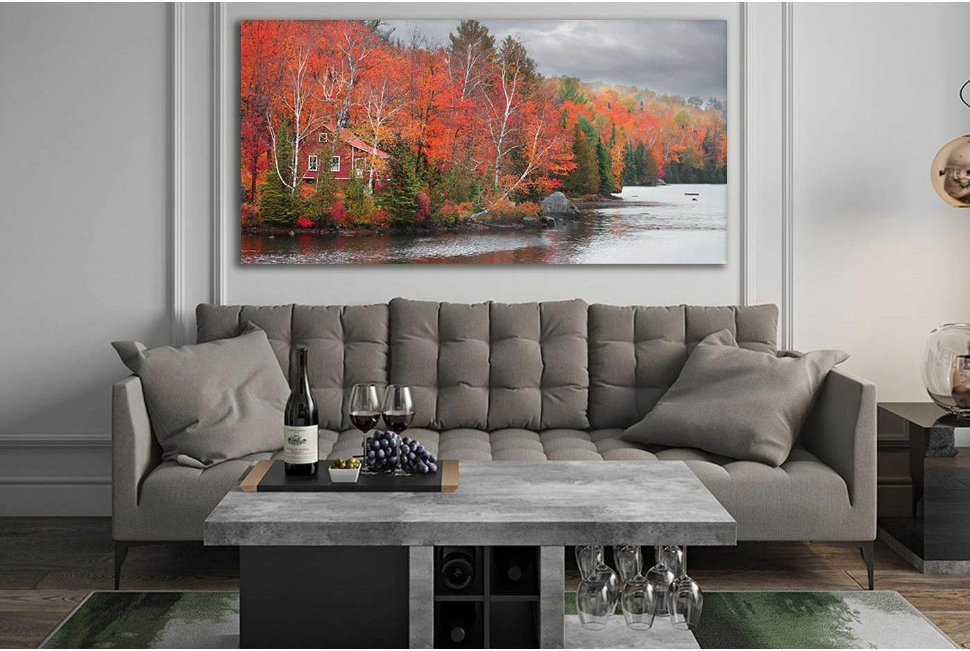 Colorful Autumn Trees By The Lake №SL659 Ready to Hang Canvas Print - Zellart Canvas Prints 0new, ALL_Products, Autumn Wall Art