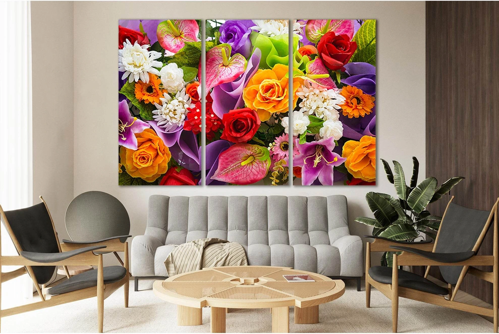 Colorful Bouquet Of Flowers №SL674 Ready to Hang Canvas Print - Zellart Canvas Prints 0new, ALL_Products, Floral & Botanical Wall Art