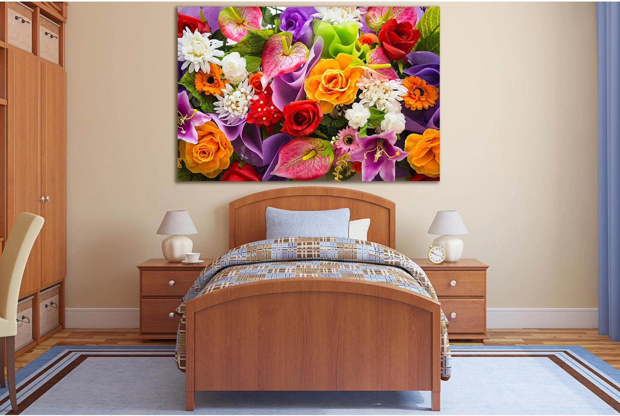 Colorful Bouquet Of Flowers №SL674 Ready to Hang Canvas Print - Zellart Canvas Prints 0new, ALL_Products, Floral & Botanical Wall Art
