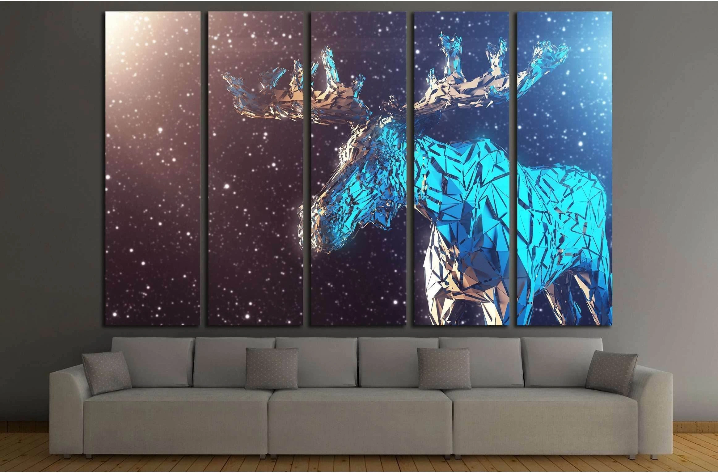 Colorful deer. Background with wild animal. Low poly deer with horns. №2549 Ready to Hang Canvas Print - Zellart Canvas Prints ALL_Products, s-2549