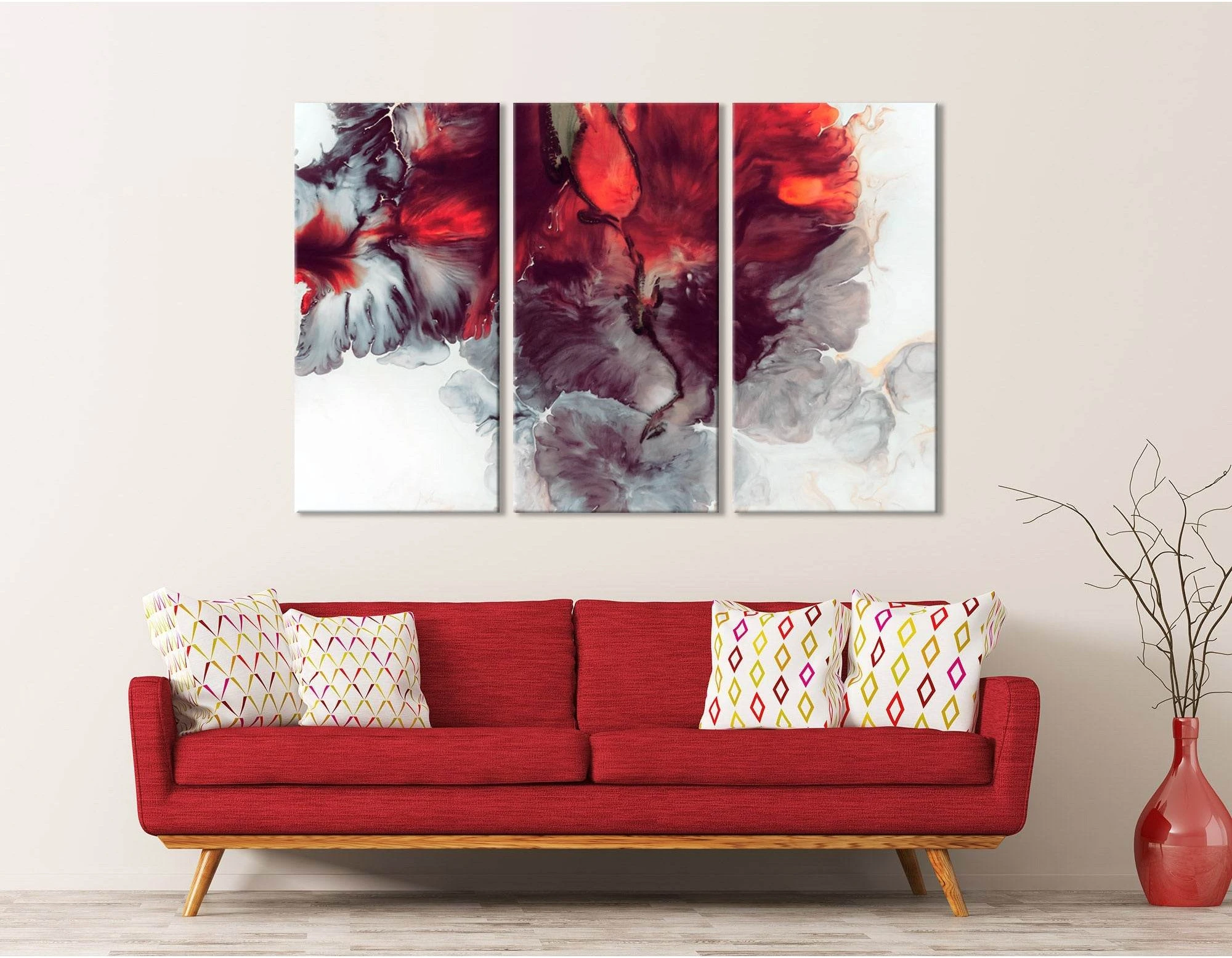 Colorful Flowers Abstract №04384 Ready to Hang Canvas Print - Zellart Canvas Prints ALL_Products