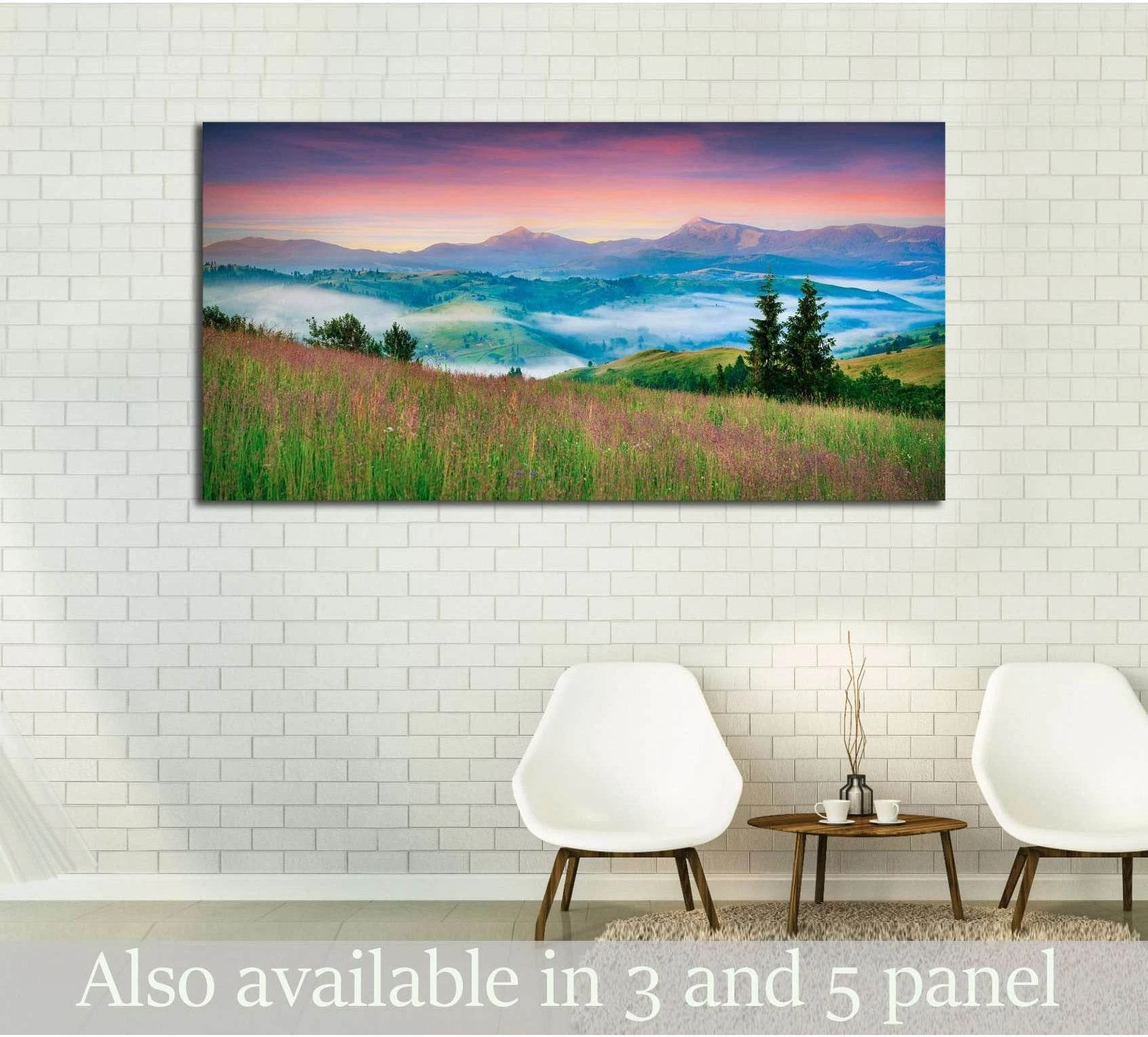 Colorful morning panorama of the Carpathian mountains №2931 Ready to Hang Canvas Print - Zellart Canvas Prints ALL_Products, s-2931