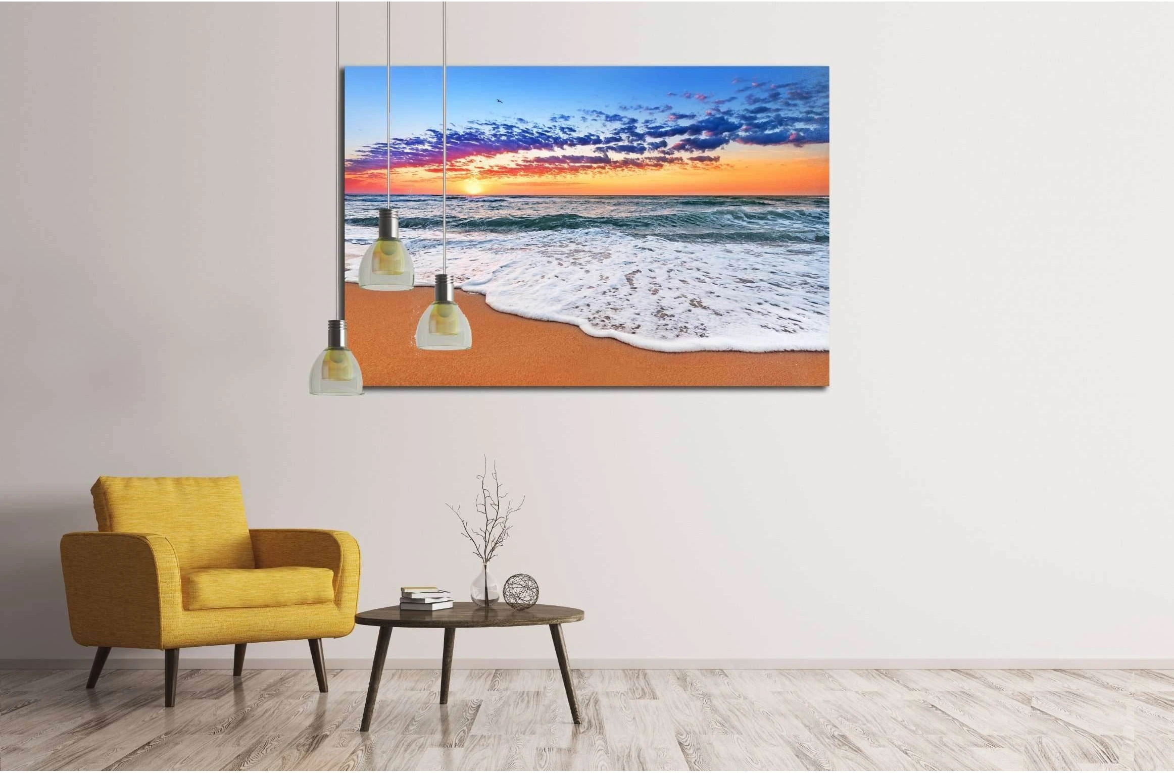 Colorful ocean beach sunrise. №3085 Ready to Hang Canvas Print - Zellart Canvas Prints ALL_Products, s-3085