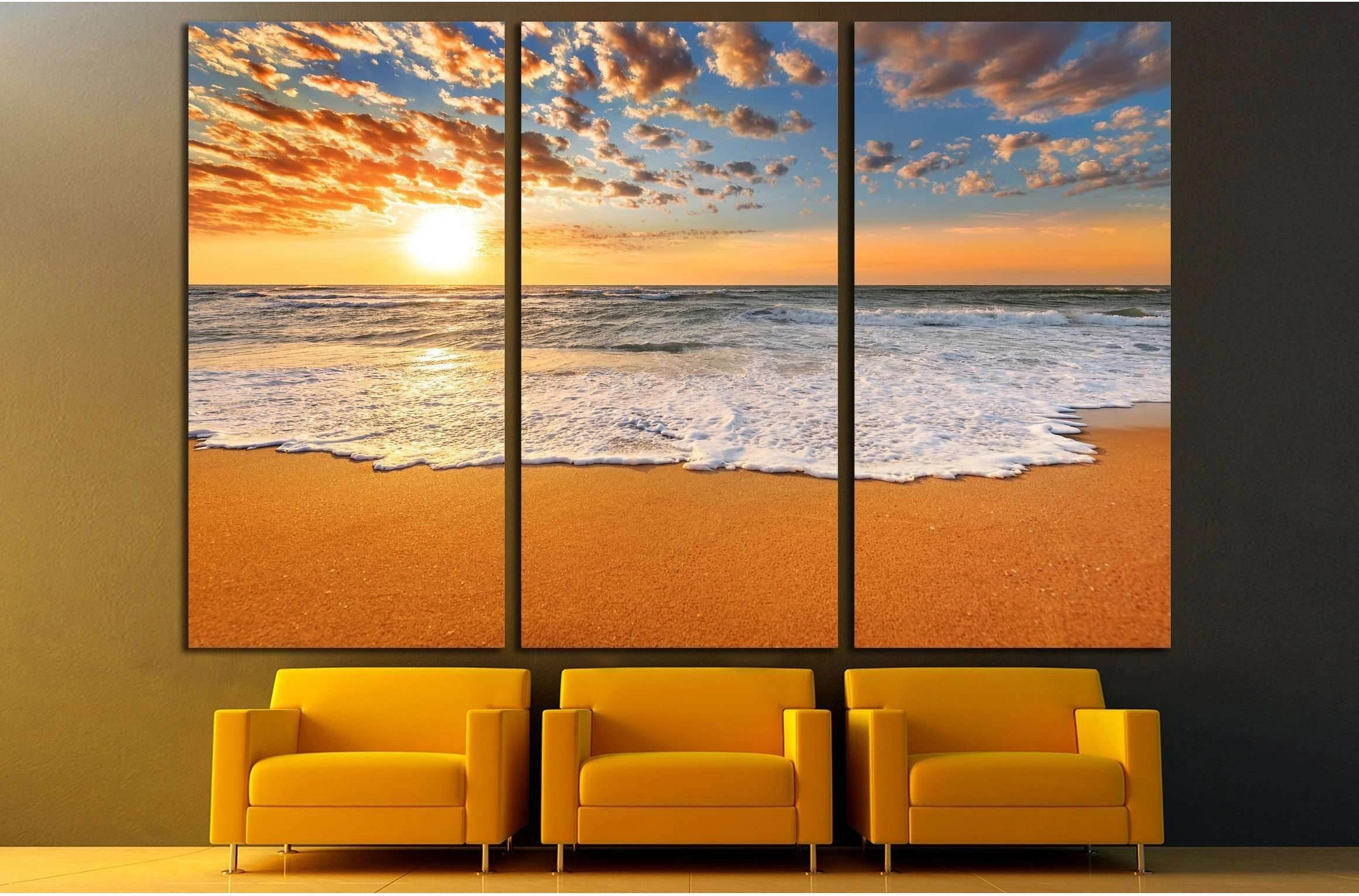 Colorful ocean beach sunrise №3109 Ready to Hang Canvas Print - Zellart Canvas Prints ALL_Products, s-3109