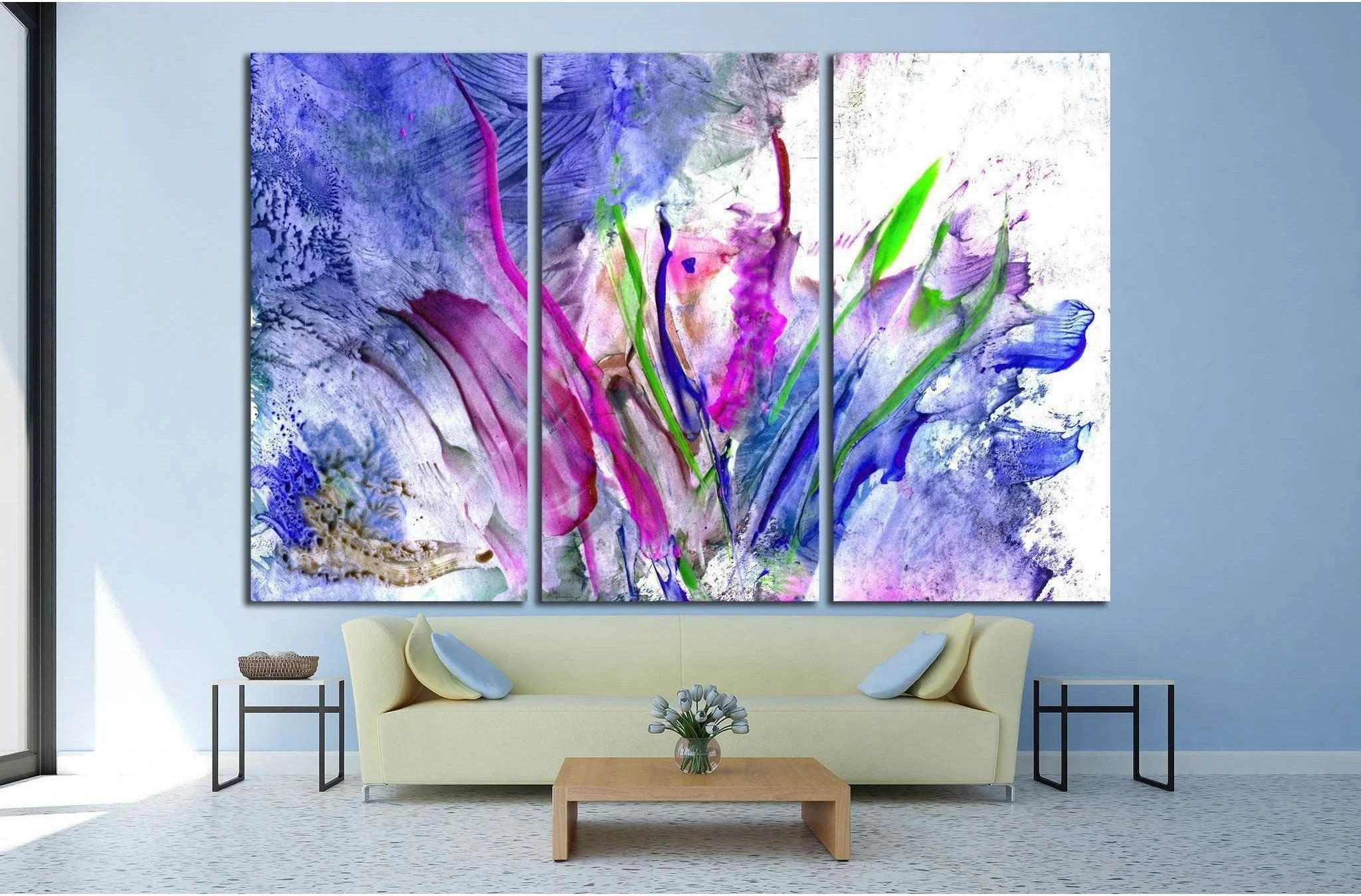 Colorful paint splashing №1339 Ready to Hang Canvas Print - Zellart Canvas Prints ALL_Products, s-1339