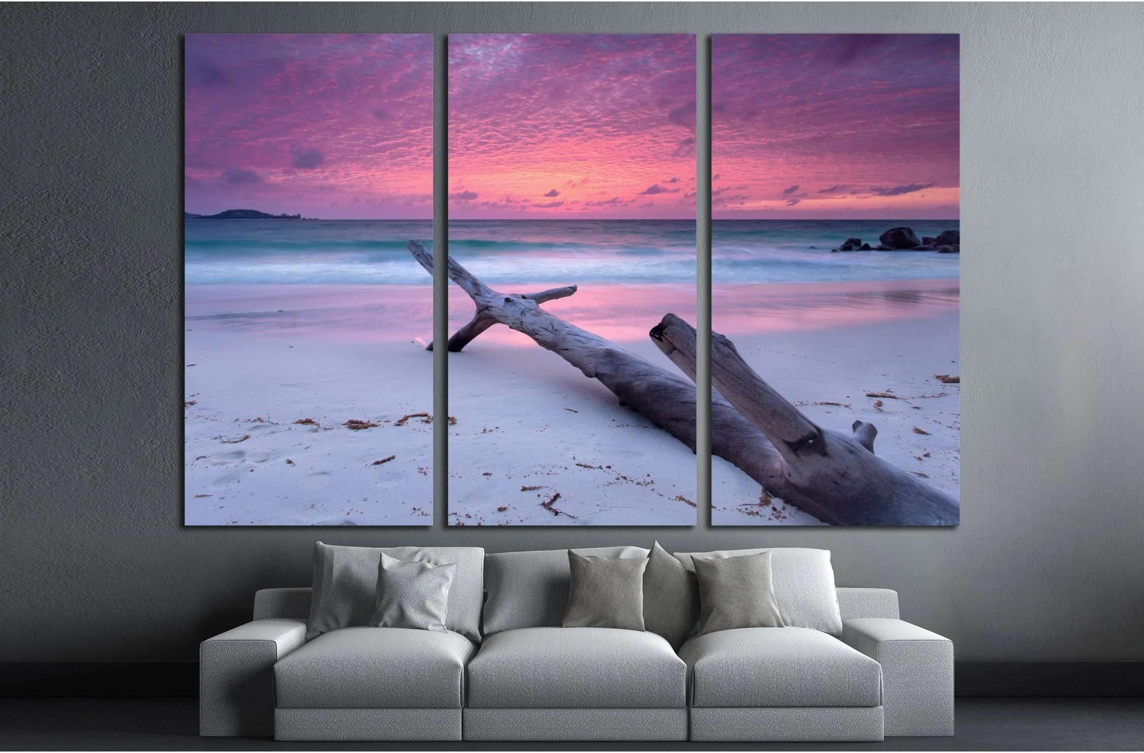 colorful romantic sundown on Tropical beach at seychelles island №2513 Ready to Hang Canvas Print - Zellart Canvas Prints ALL_Products, s-2513