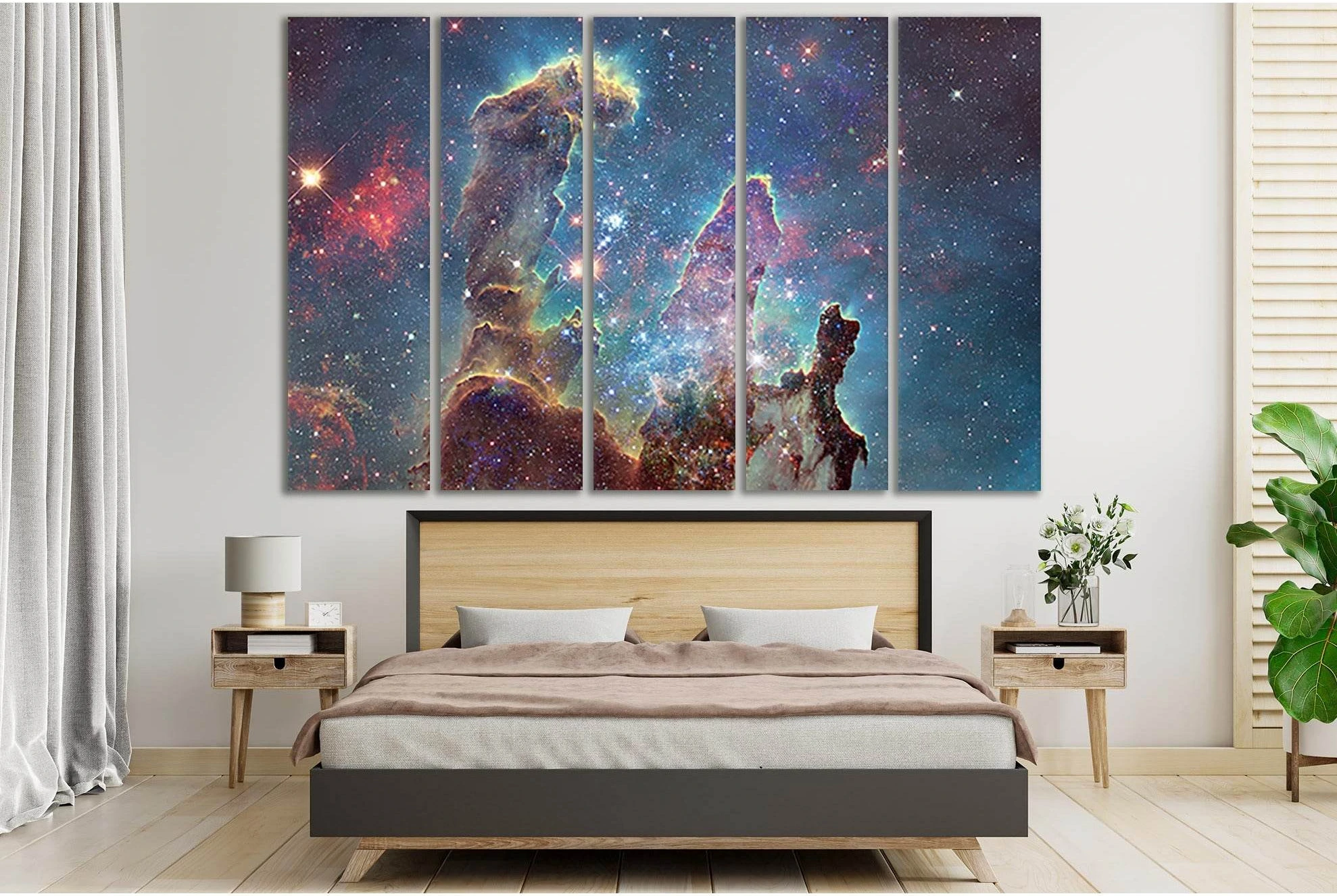 Colorful Space Nebula №SL409 Ready to Hang Canvas Print - Zellart Canvas Prints 0new, ALL_Products, Astronomy & Space Canvas Wall Art