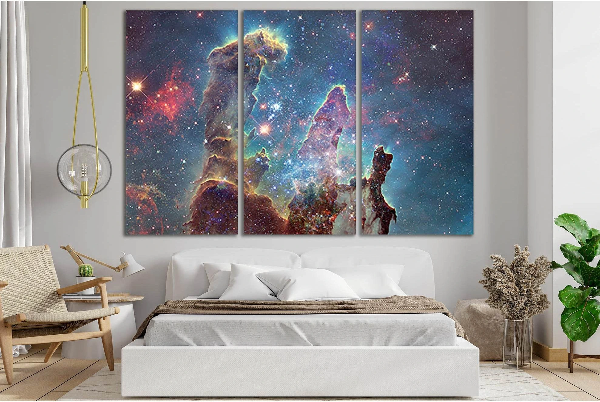 Colorful Space Nebula №SL409 Ready to Hang Canvas Print - Zellart Canvas Prints 0new, ALL_Products, Astronomy & Space Canvas Wall Art
