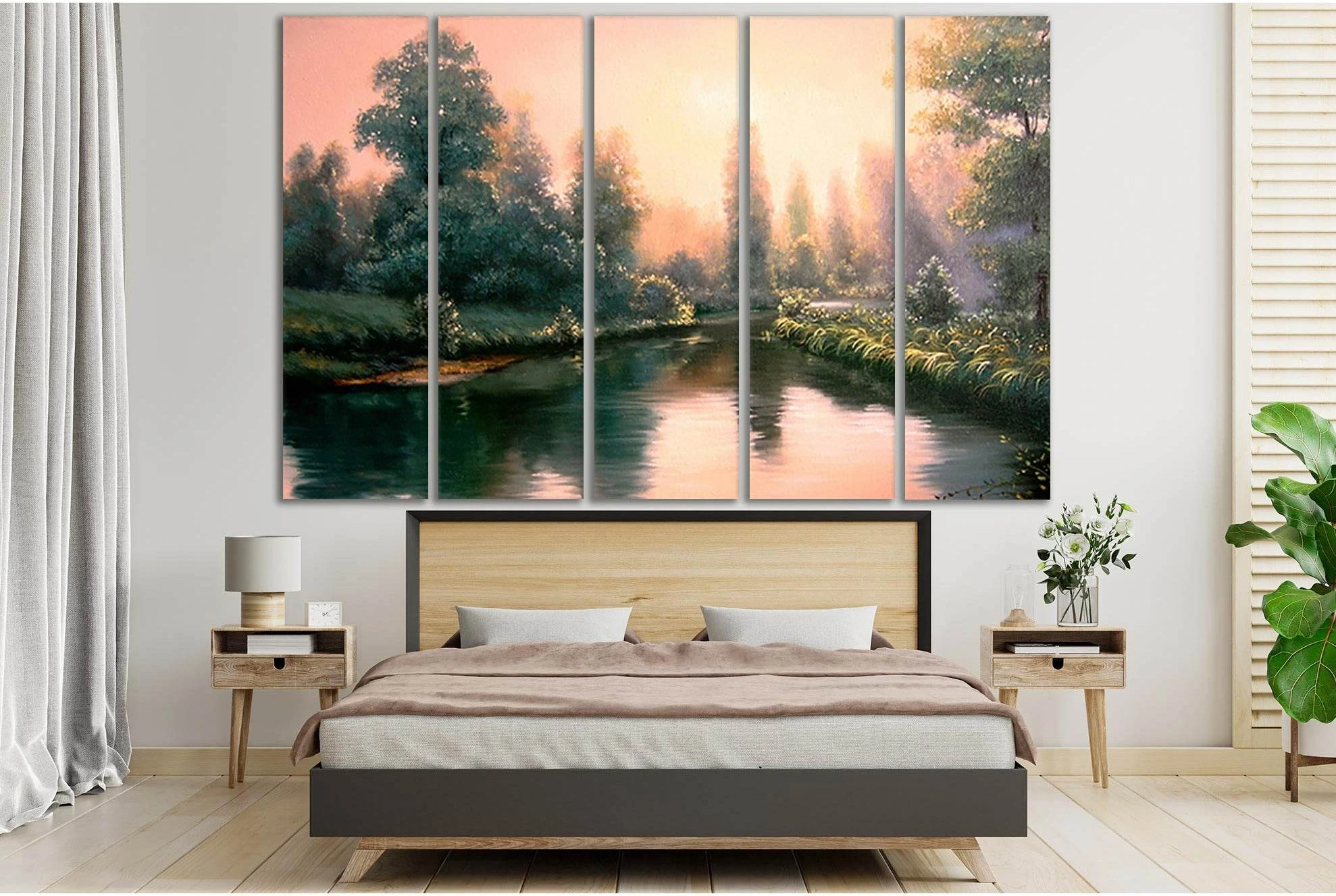Colorful Summer Forest Beautiful River №SL575 Ready to Hang Canvas Print - Zellart Canvas Prints 0new, ALL_Products, Oil Painting Wall Art