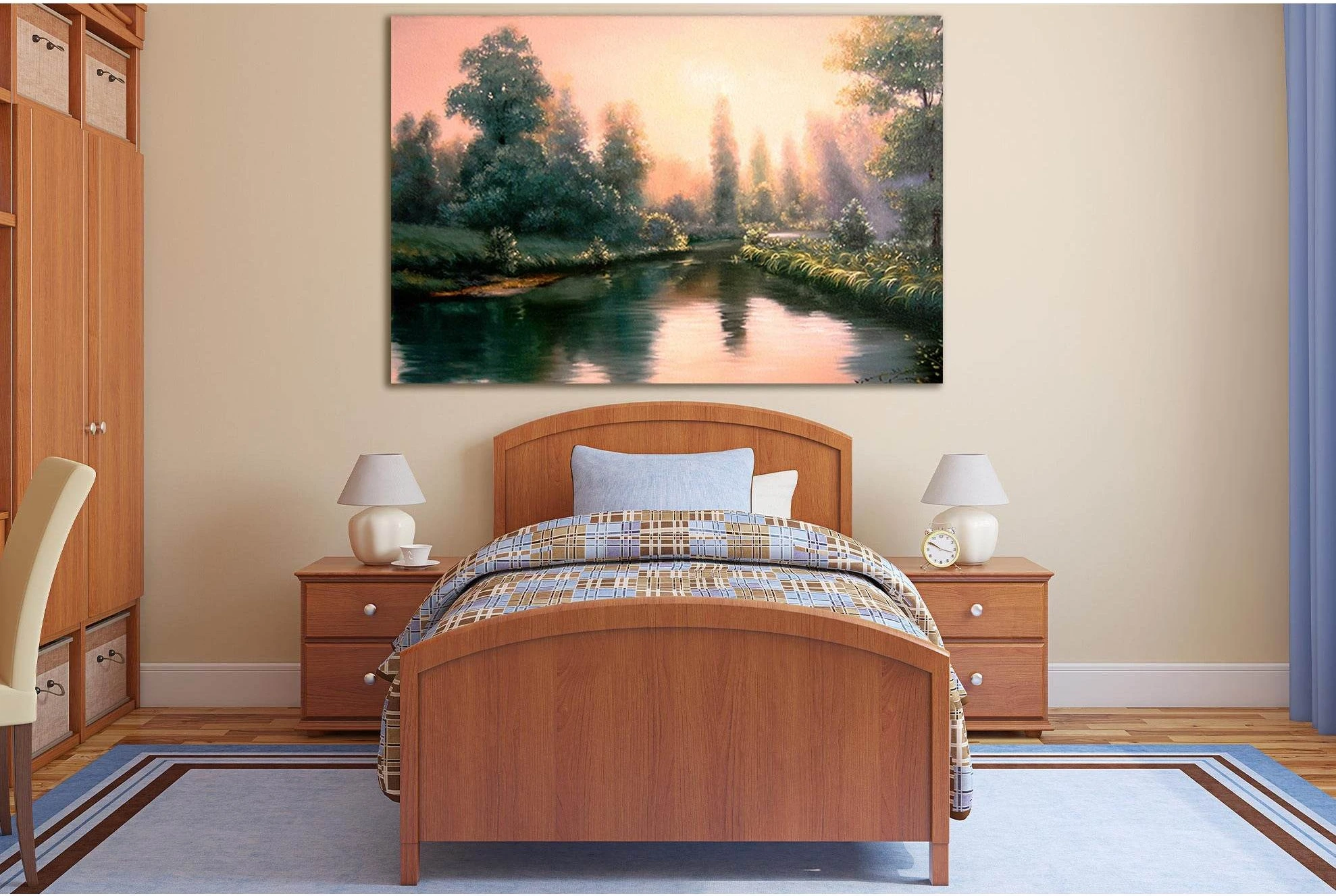 Colorful Summer Forest Beautiful River №SL575 Ready to Hang Canvas Print - Zellart Canvas Prints 0new, ALL_Products, Oil Painting Wall Art