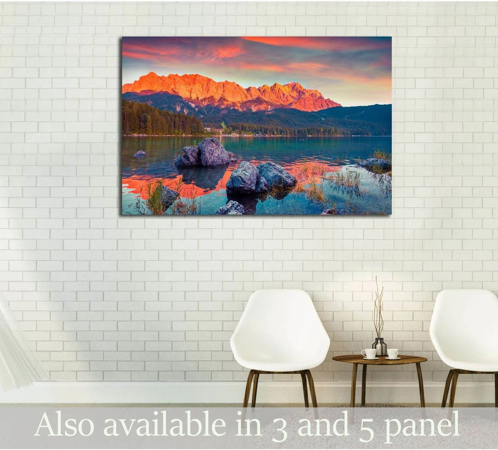 Colorful summer scene on the Eibsee lake in German Alps №3099 Ready to Hang Canvas Print - Zellart Canvas Prints ALL_Products, s-3099
