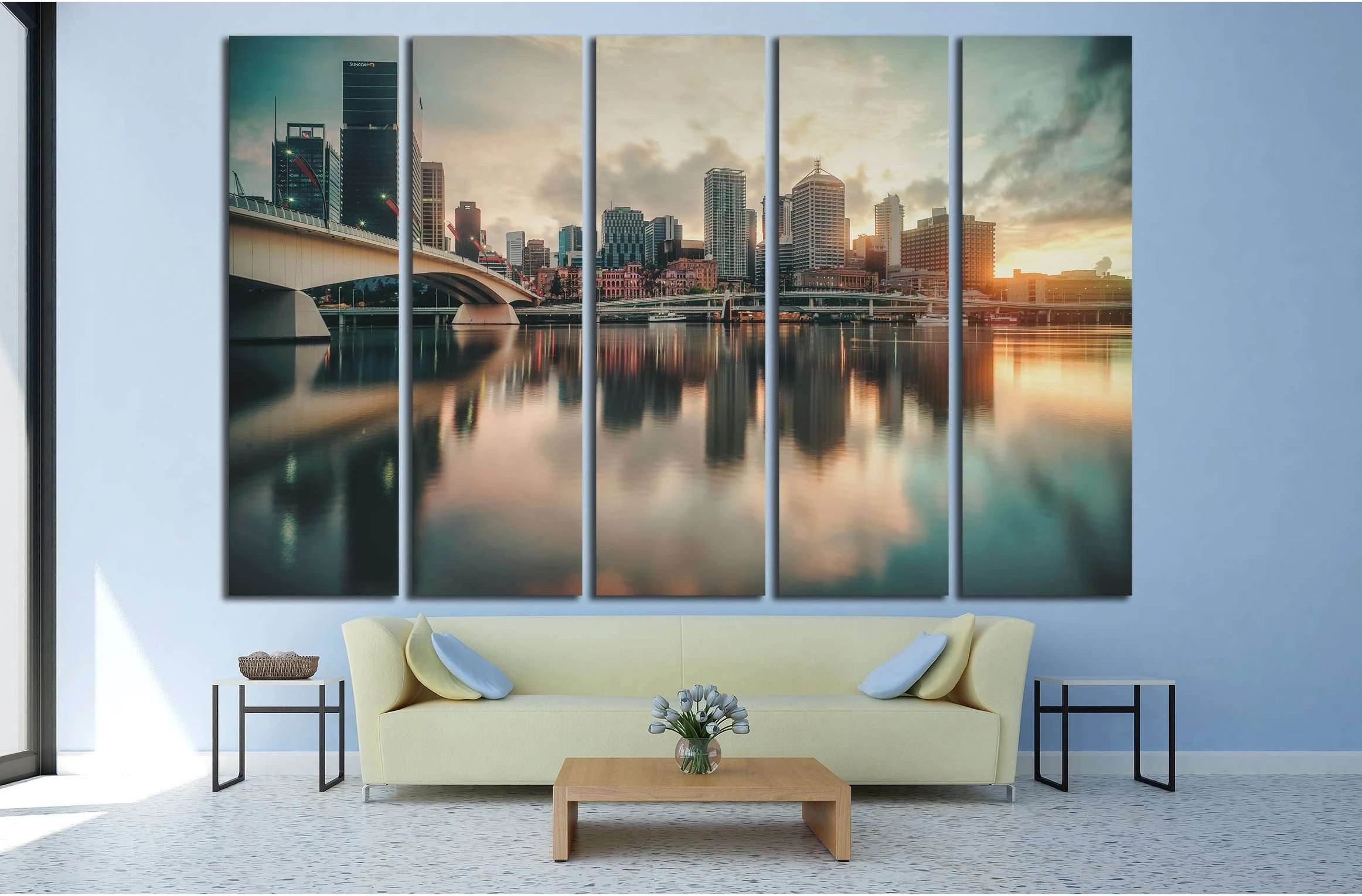 Colorful Sunrise in Brisbane №2724 Ready to Hang Canvas Print - Zellart Canvas Prints ALL_Products, s-2724