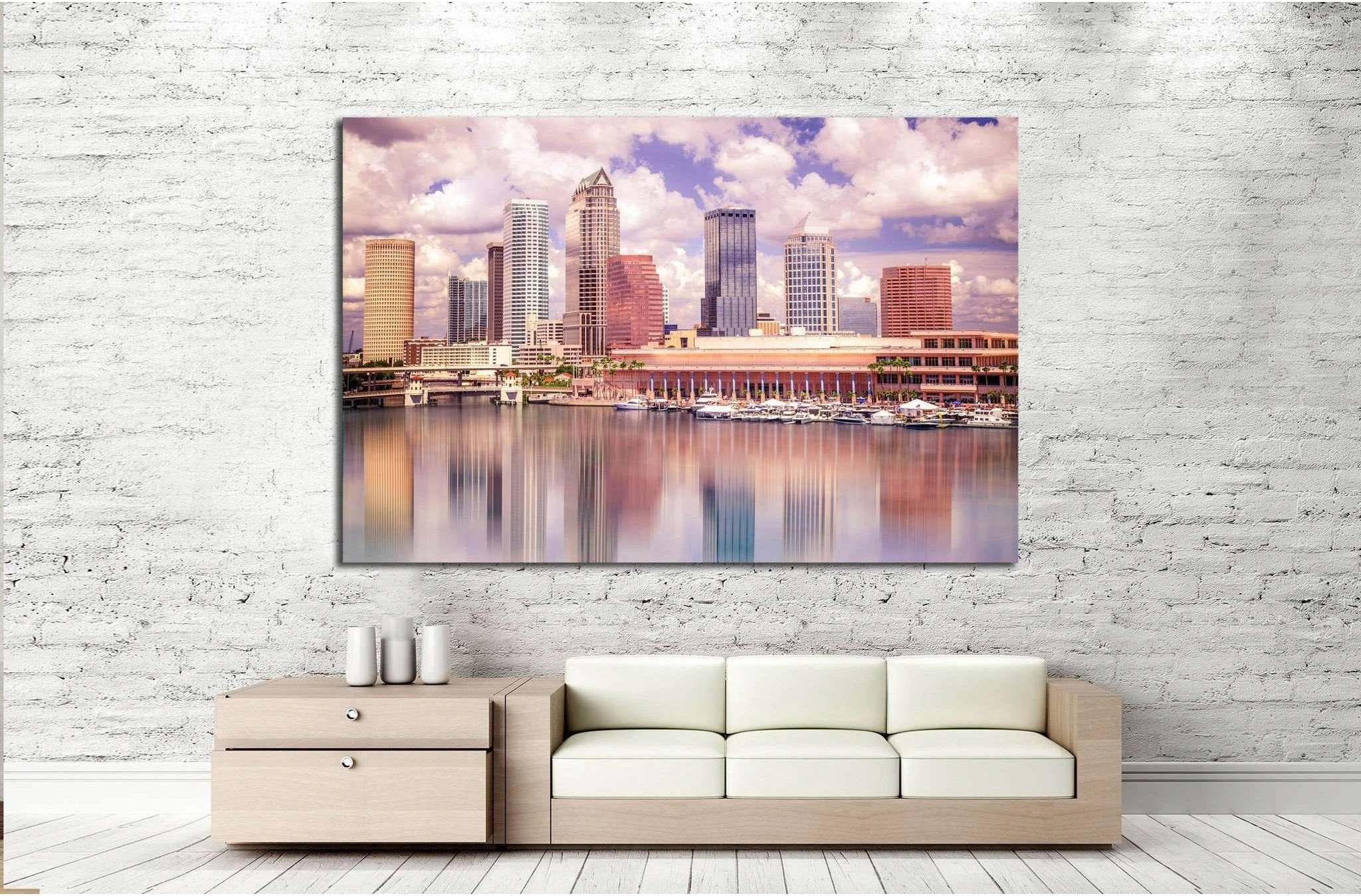 Colorful Tampa Florida skyline and bay №1759 Ready to Hang Canvas Print - Zellart Canvas Prints ALL_Products, s-1759