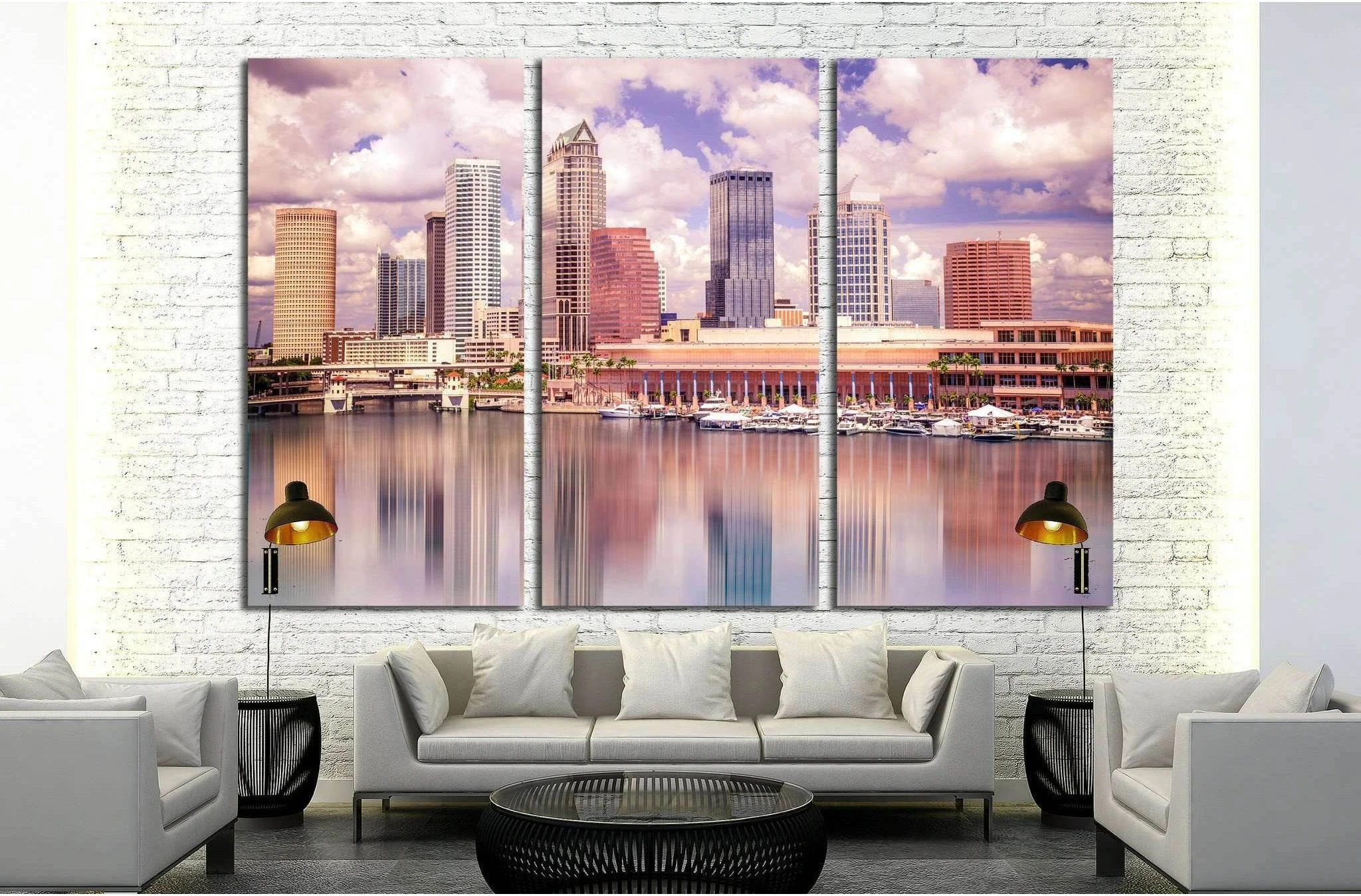 Colorful Tampa Florida skyline and bay №1759 Ready to Hang Canvas Print - Zellart Canvas Prints ALL_Products, s-1759