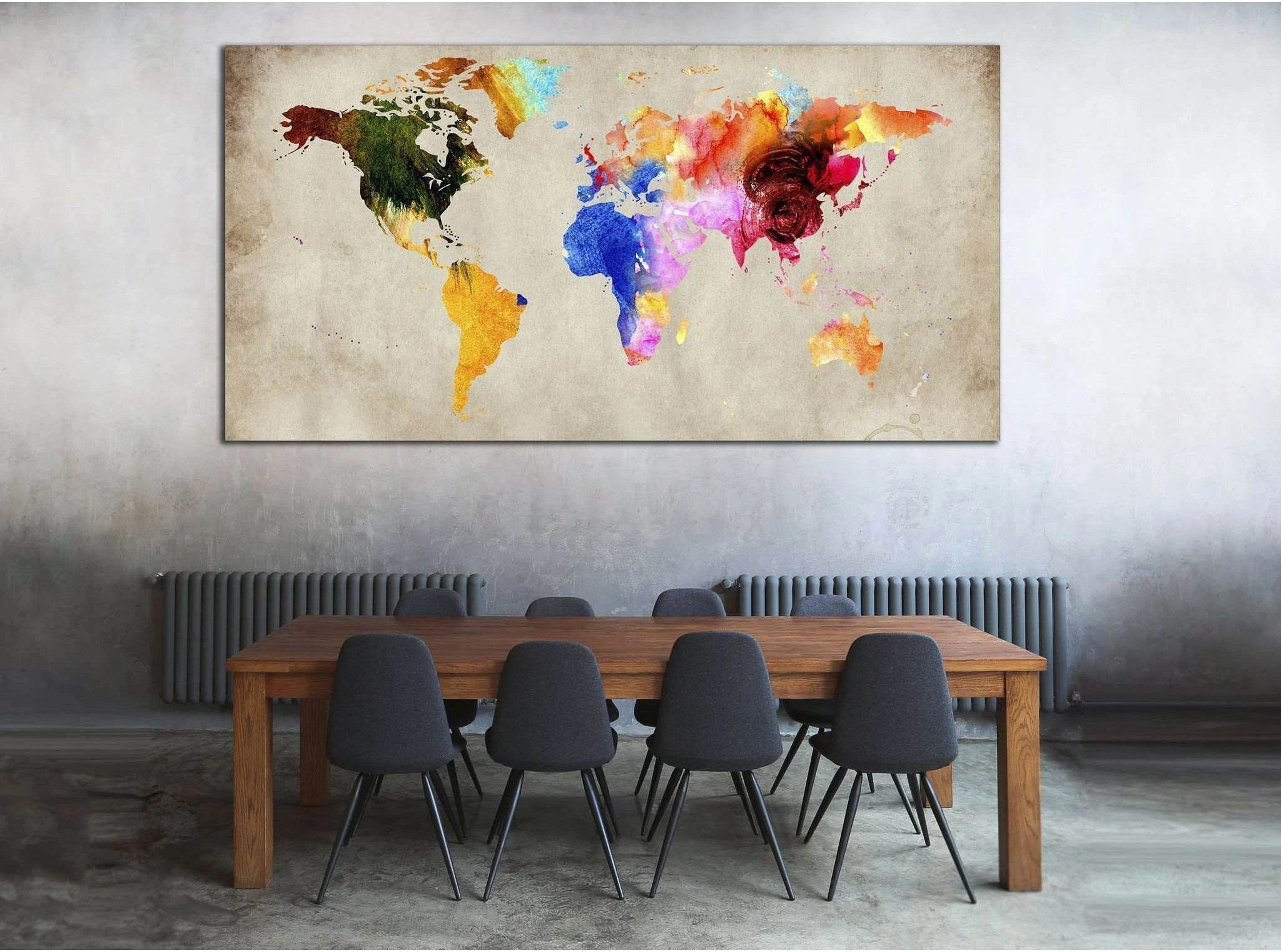 Colorful World Map №870 Ready to Hang Canvas Print - Zellart Canvas Prints ALL_Products, autopostr_pinterest_65155, autopostr_pinterest_65157, autopostr_pinterest_65158, autopostr_pinterest_65160