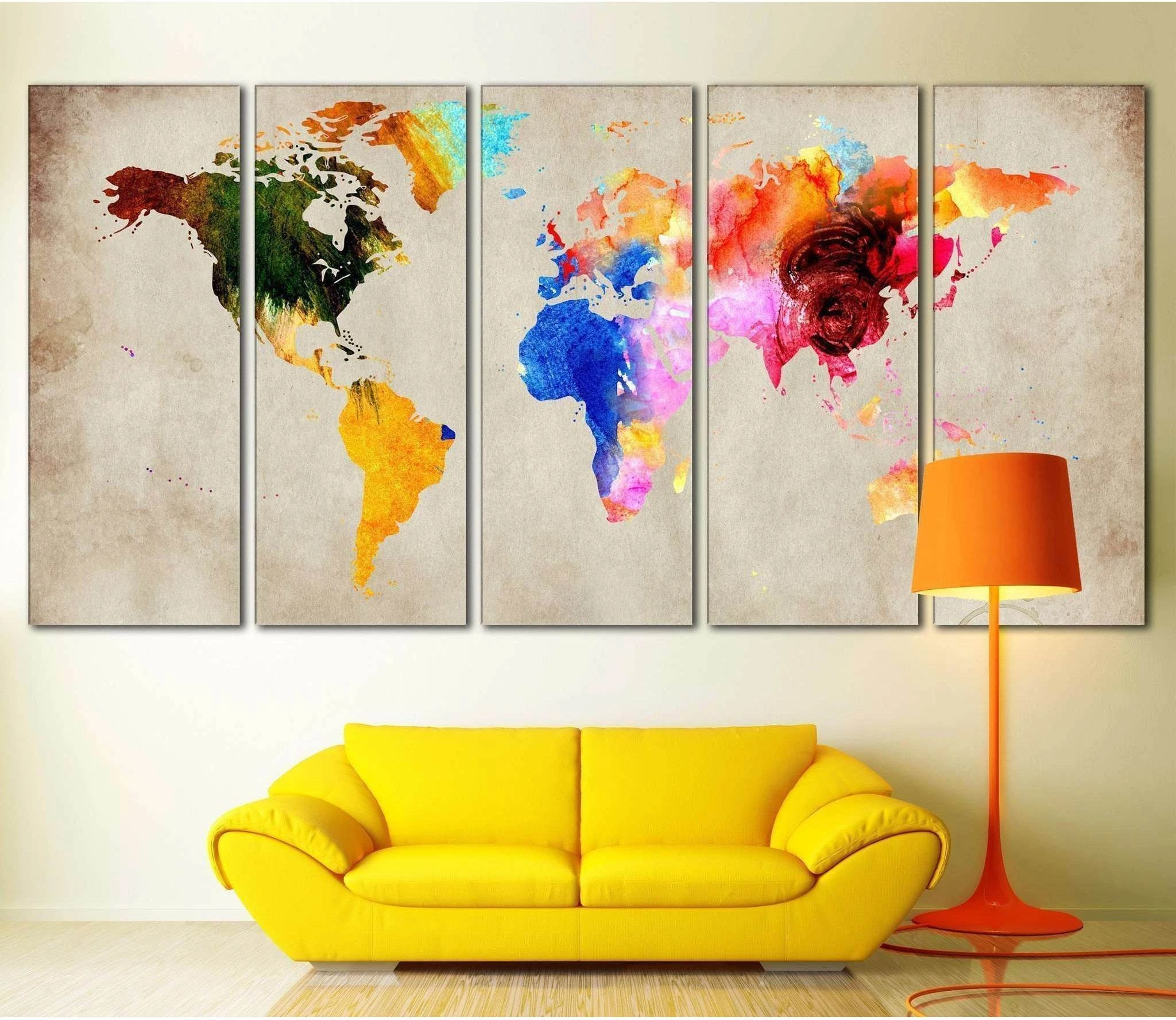 Colorful World Map №870 Ready to Hang Canvas Print - Zellart Canvas Prints ALL_Products, autopostr_pinterest_65155, autopostr_pinterest_65157, autopostr_pinterest_65158, autopostr_pinterest_65160