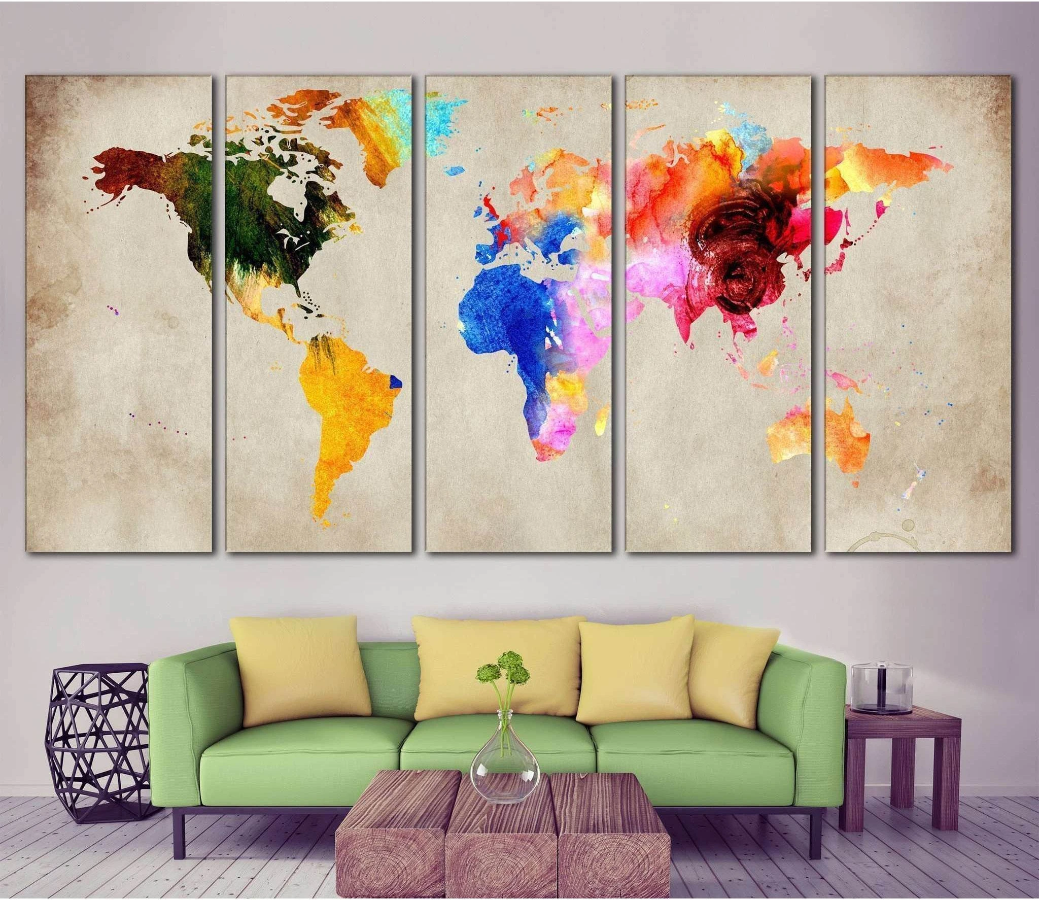 Colorful World Map №870 Ready to Hang Canvas Print - Zellart Canvas Prints ALL_Products, autopostr_pinterest_65155, autopostr_pinterest_65157, autopostr_pinterest_65158, autopostr_pinterest_65160