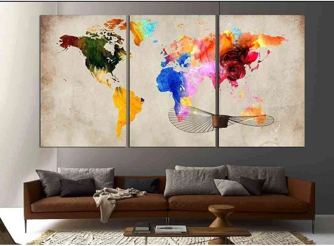 Colorful World Map №870 Ready to Hang Canvas Print - Zellart Canvas Prints ALL_Products, autopostr_pinterest_65155, autopostr_pinterest_65157, autopostr_pinterest_65158, autopostr_pinterest_65160