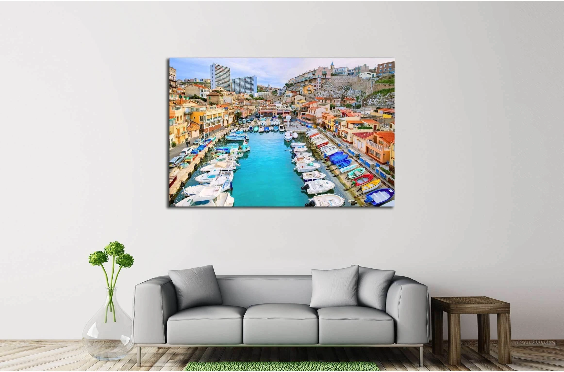 Colorful yacht harbour in old city of Marseilles, France №2598 Ready to Hang Canvas Print - Zellart Canvas Prints ALL_Products, s-2598