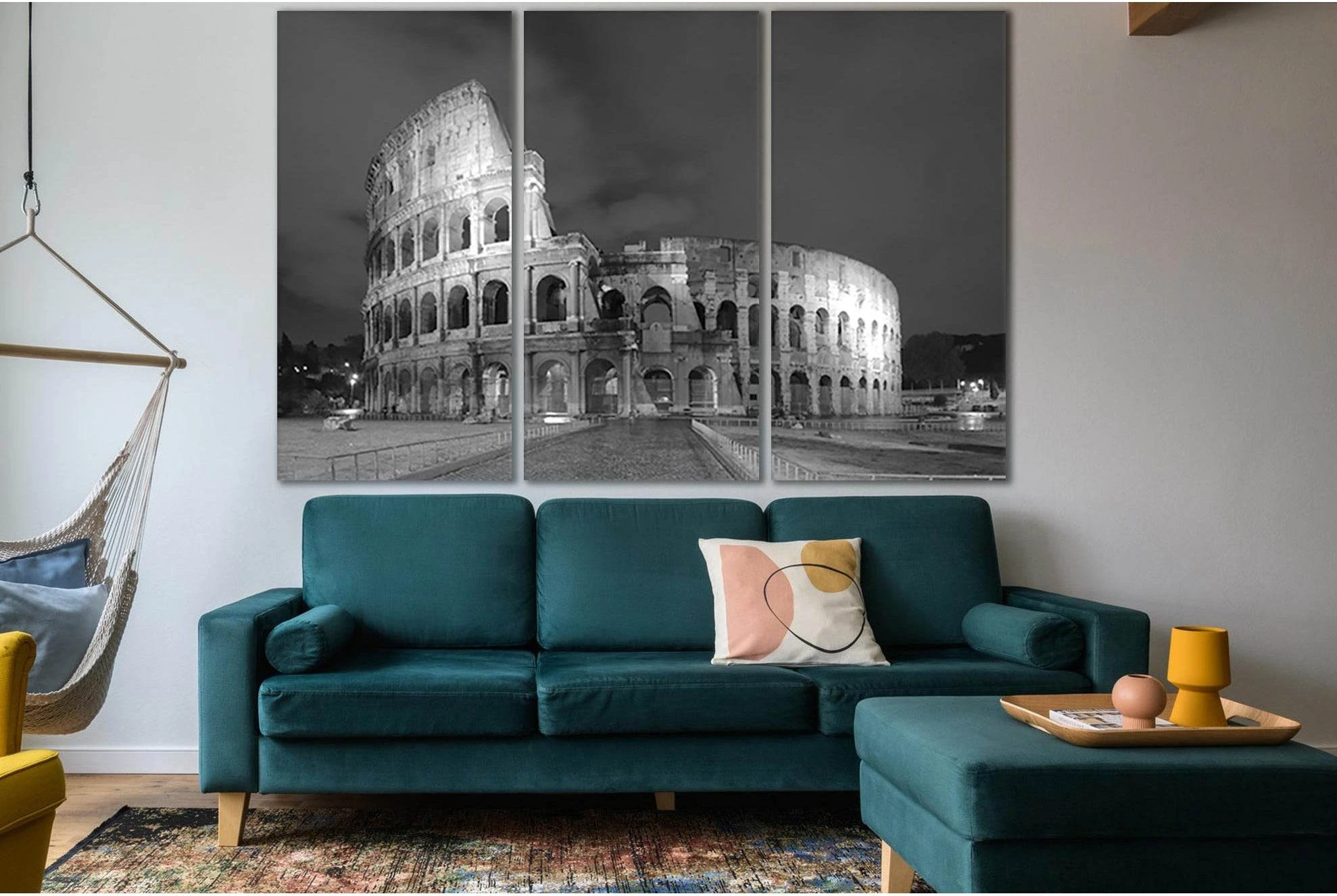 Colosseum Night Rome Black And White №SL834 Ready to Hang Canvas Print - Zellart Canvas Prints 0new, ALL_Products, Black & White Wall Art