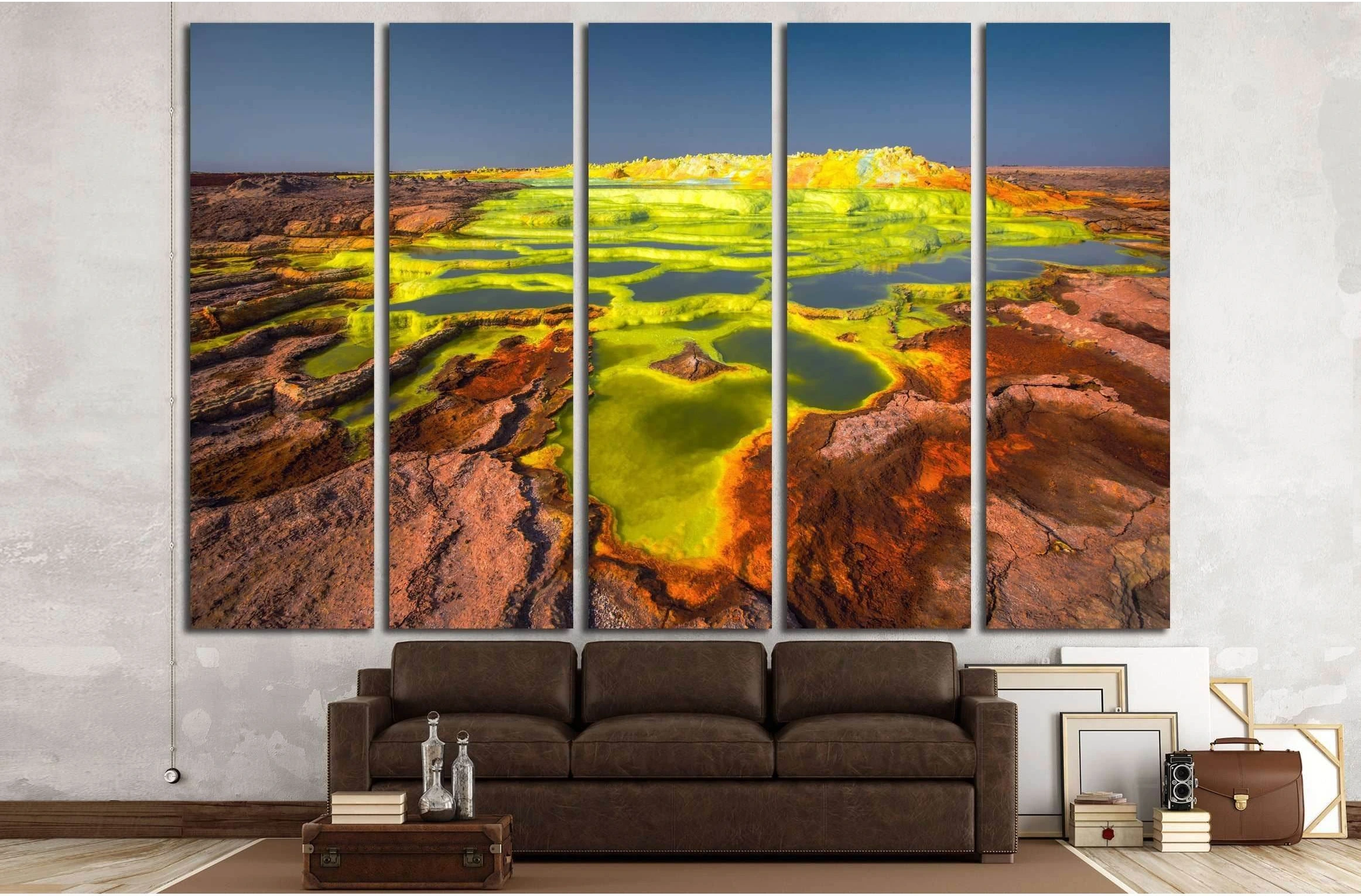 Colourful Dalol volcano in the ethiopian danakil desert №3193 Ready to Hang Canvas Print - Zellart Canvas Prints ALL_Products, s-3193