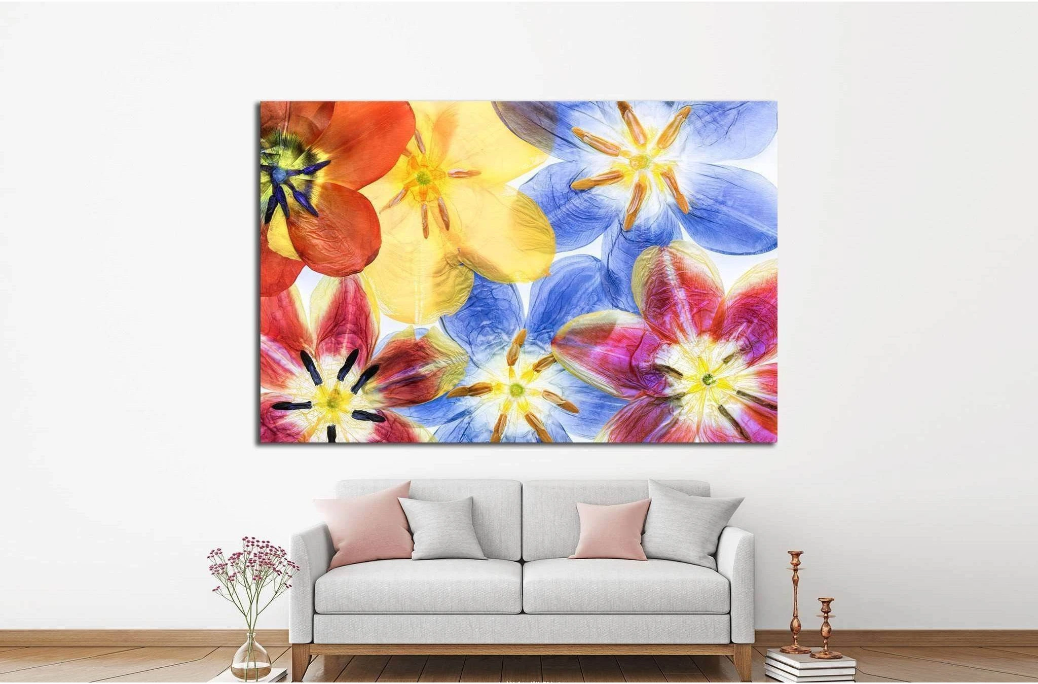 Colourful pressed tulip flowers №1354 Ready to Hang Canvas Print - Zellart Canvas Prints ALL_Products, s-1354